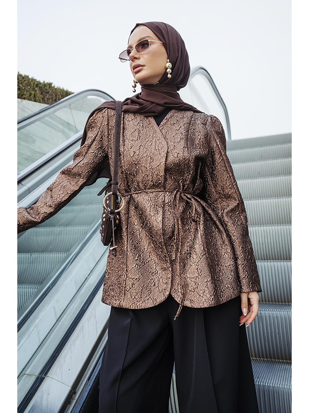 Kahverengi Lenia Jakar Ceket Mocha-6