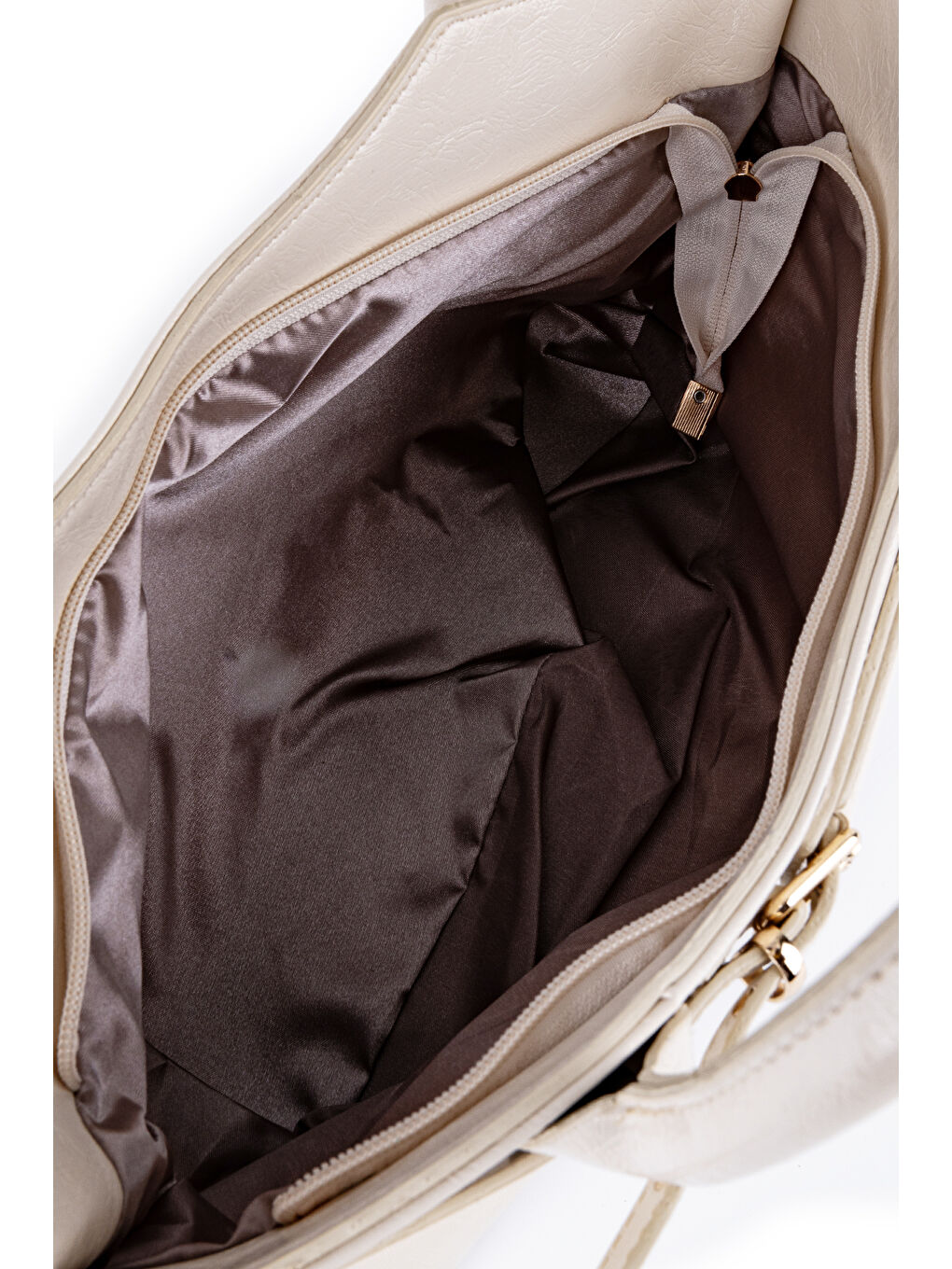 Ekru Kemer Detaylı Suni Deri Kadın El Çanta Stars Krem-3