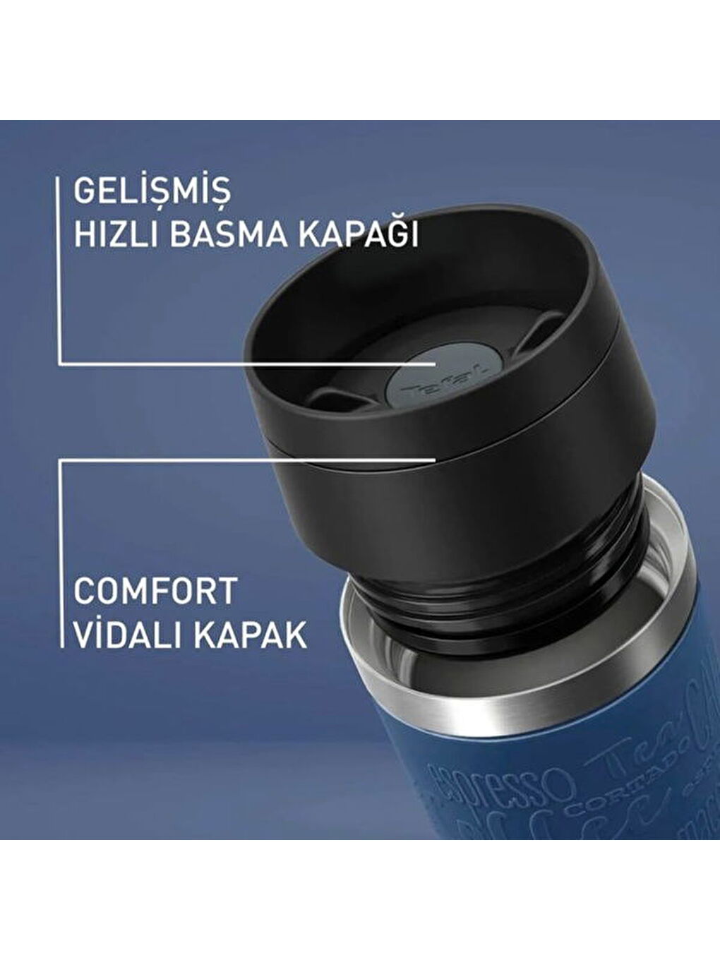 Karışık Travel Mug Termos - Mavi - 360 ml-2