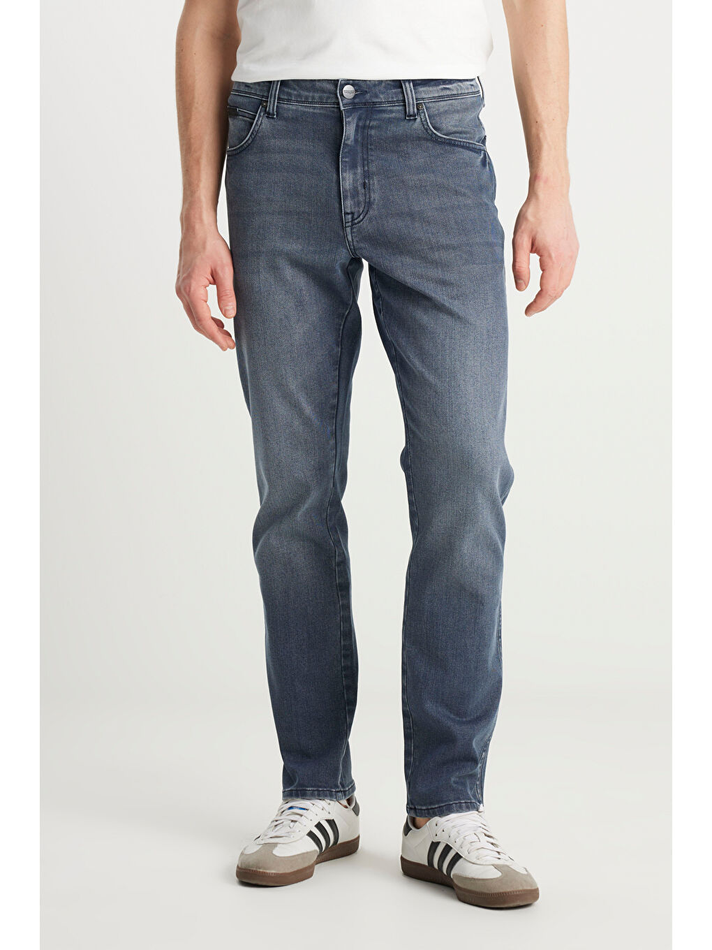 %100 Pamuk Frank Relaxed Fit Geniş Kesim Açık Gri Jean Denim Pantolon-2