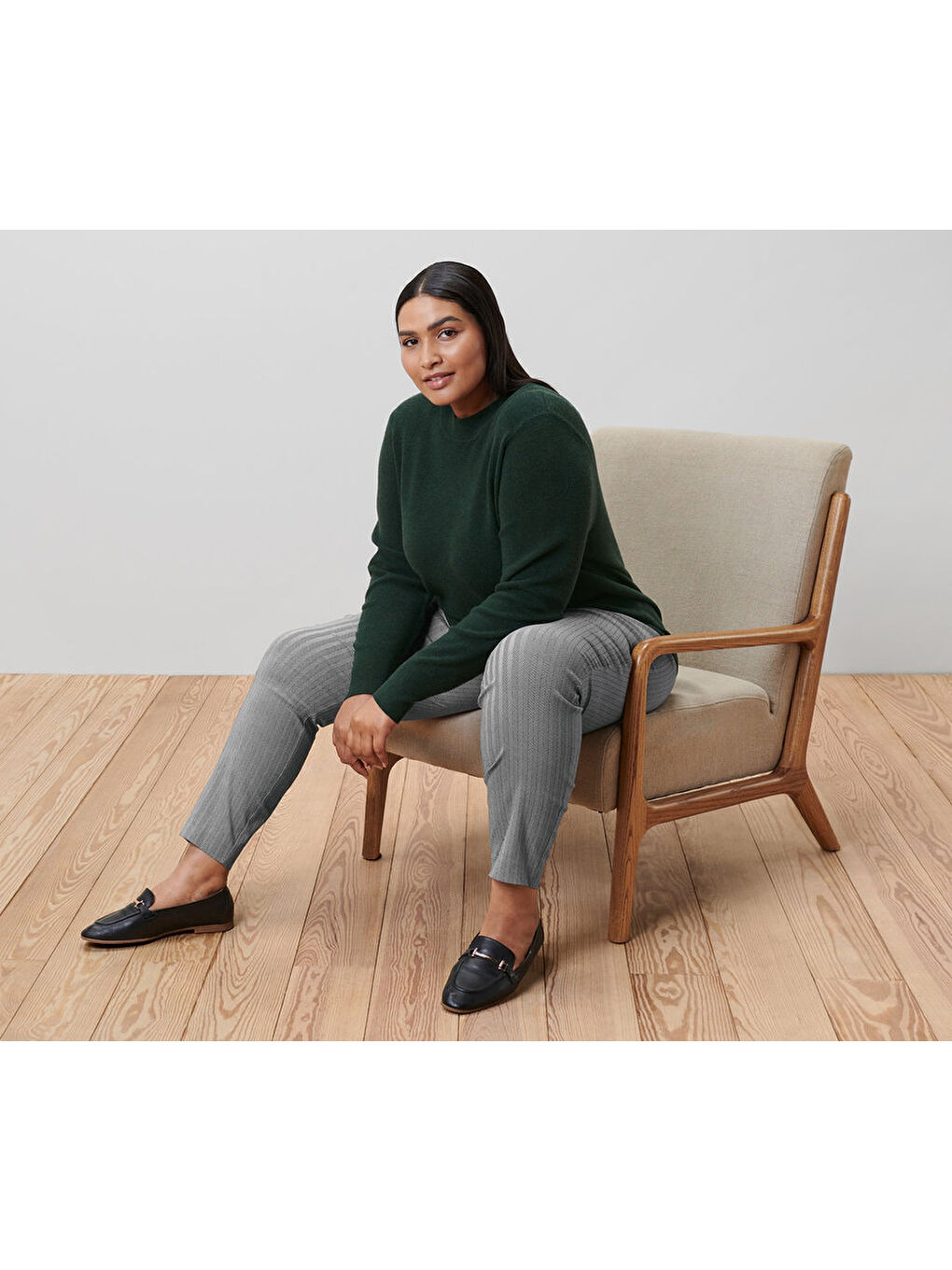 Gri Kadın Esnek Pantolon, Balıksırtı-1