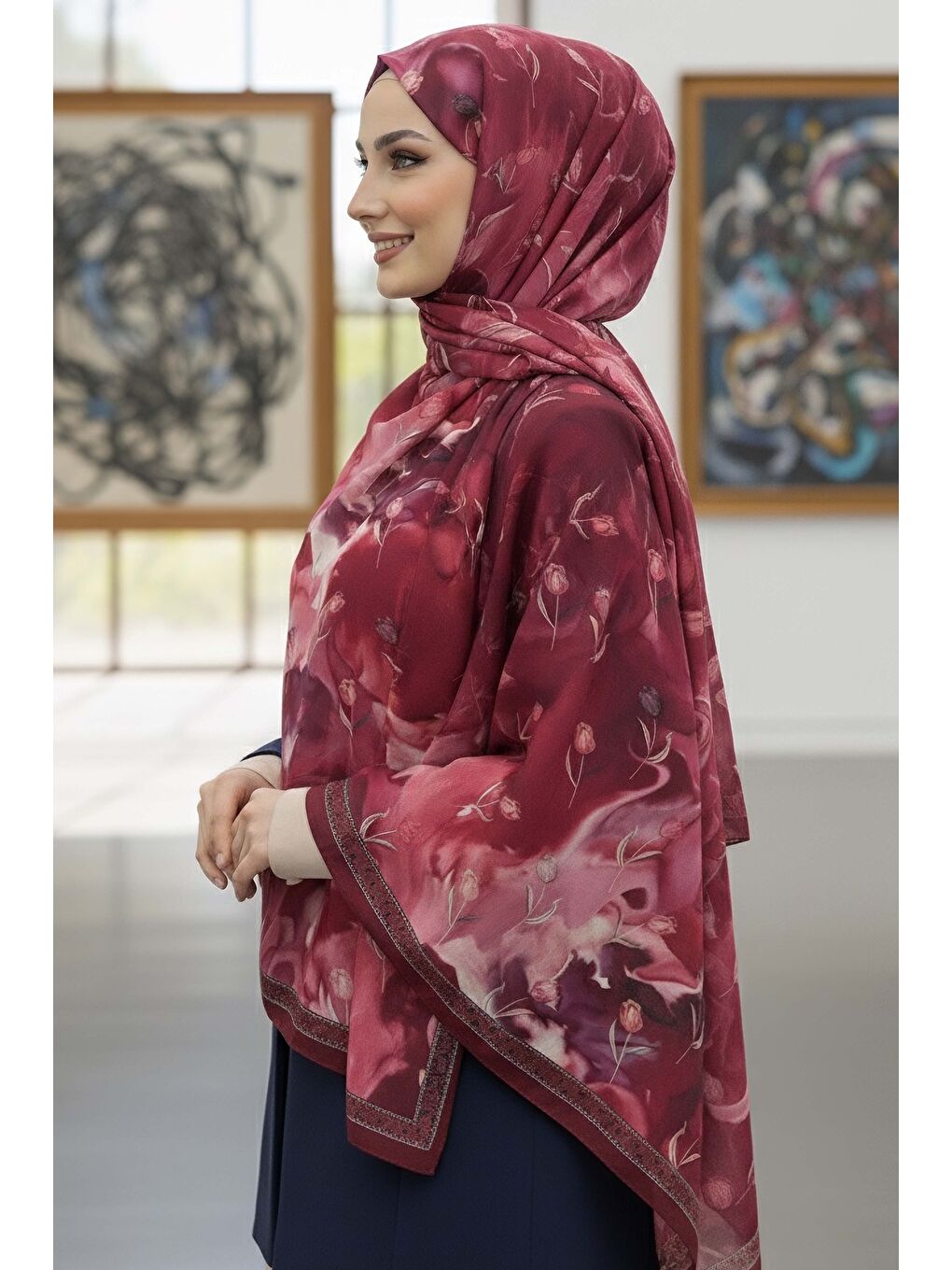 Kırmızı Soft Mist Serisi Pamuk Şal Kirmizi - 27985-KIRMIZI-1