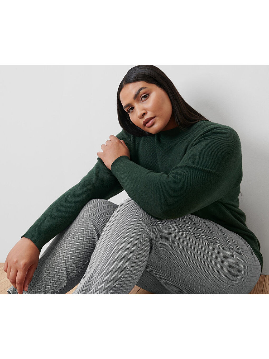 Gri Kadın Esnek Pantolon, Balıksırtı-2