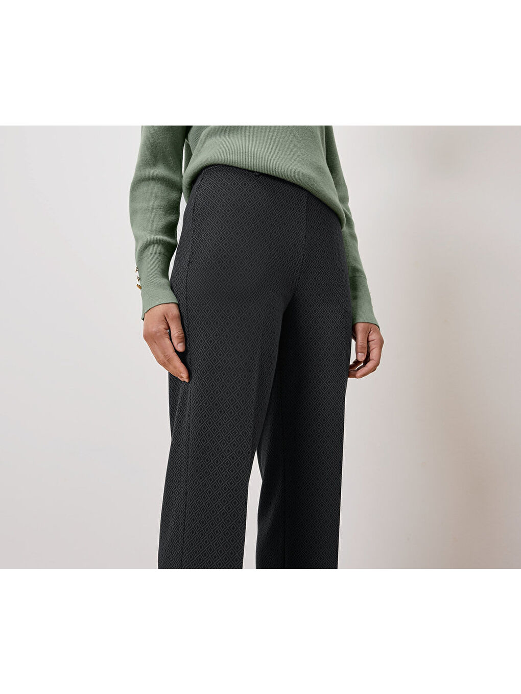 Siyah Kadın Palazzo Pantolon, Jakar-1