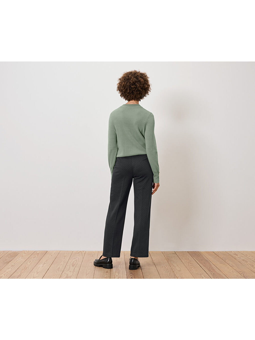 Siyah Kadın Palazzo Pantolon, Jakar-2