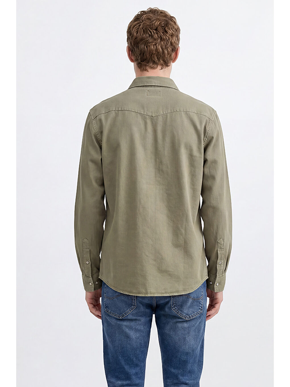 Haki %100 Pamuk Western Regular Fit Normal Kesim Cepli Gömlek-4