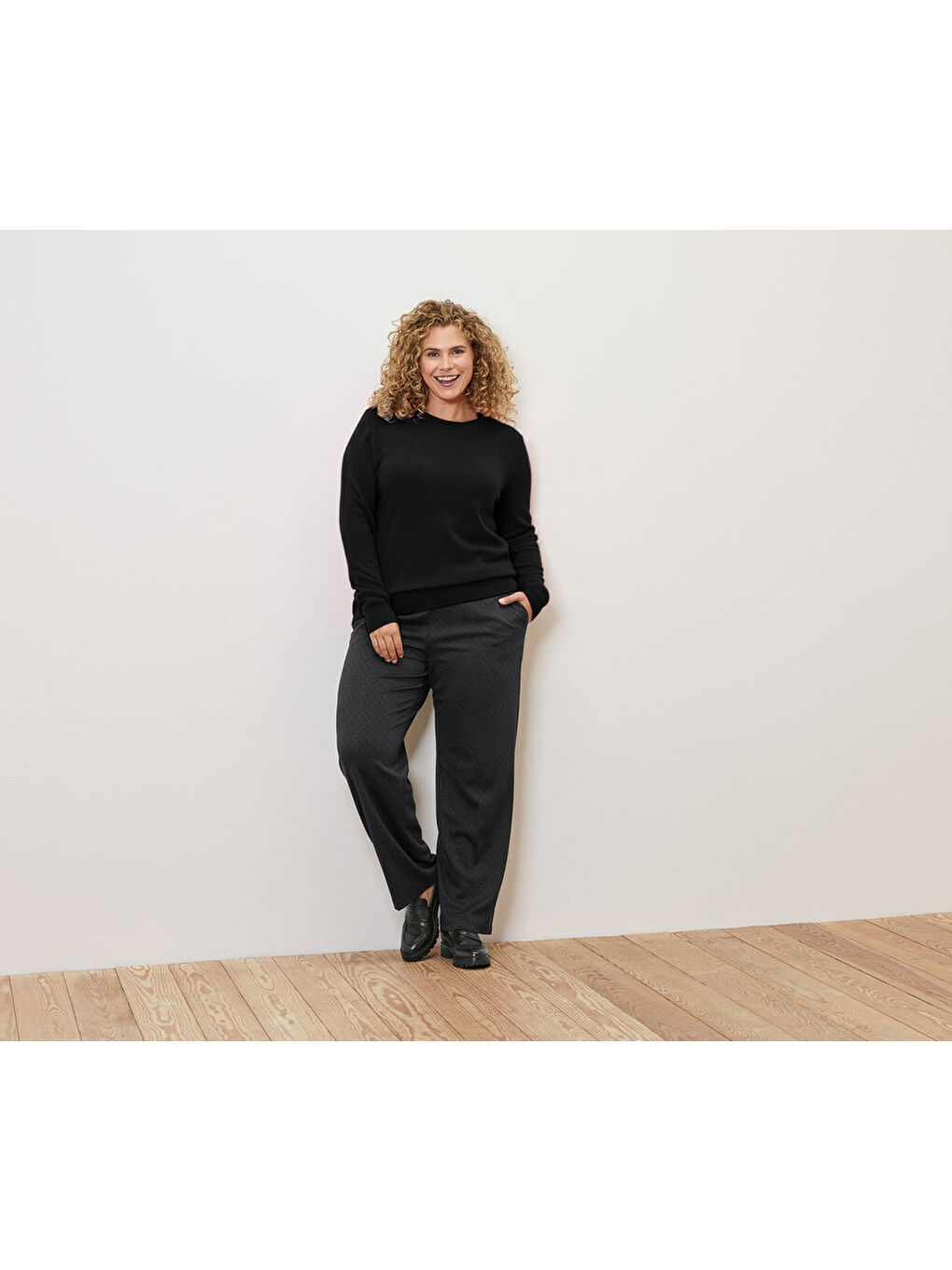 Siyah Kadın Palazzo Pantolon, Jakar-4