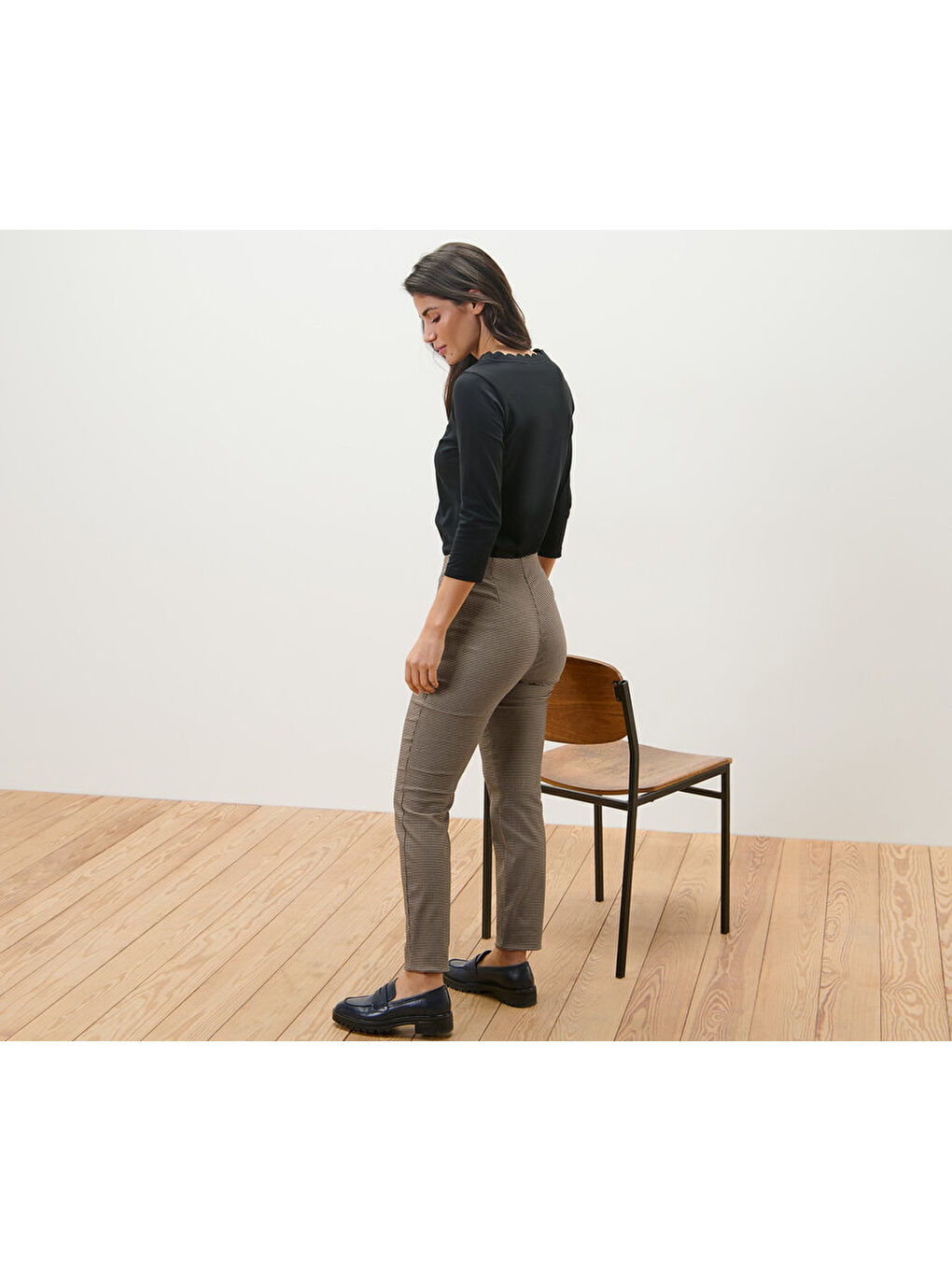 Kahverengi Kadın Streç Pantolon, Jakar, Kazayağı-1