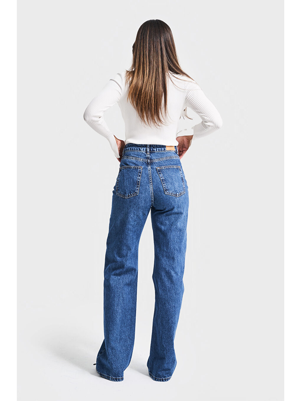 Kadın Mavi Renk Doris 2w5-5 Straight Fit Yüksek Bel %100 Pamuk İç Boy 80cm Denim Jean-3