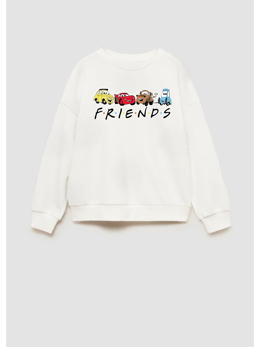 Ekru Unisex Baskılı 3 İplik Kumaş Pamuklu Sweatshirt-1