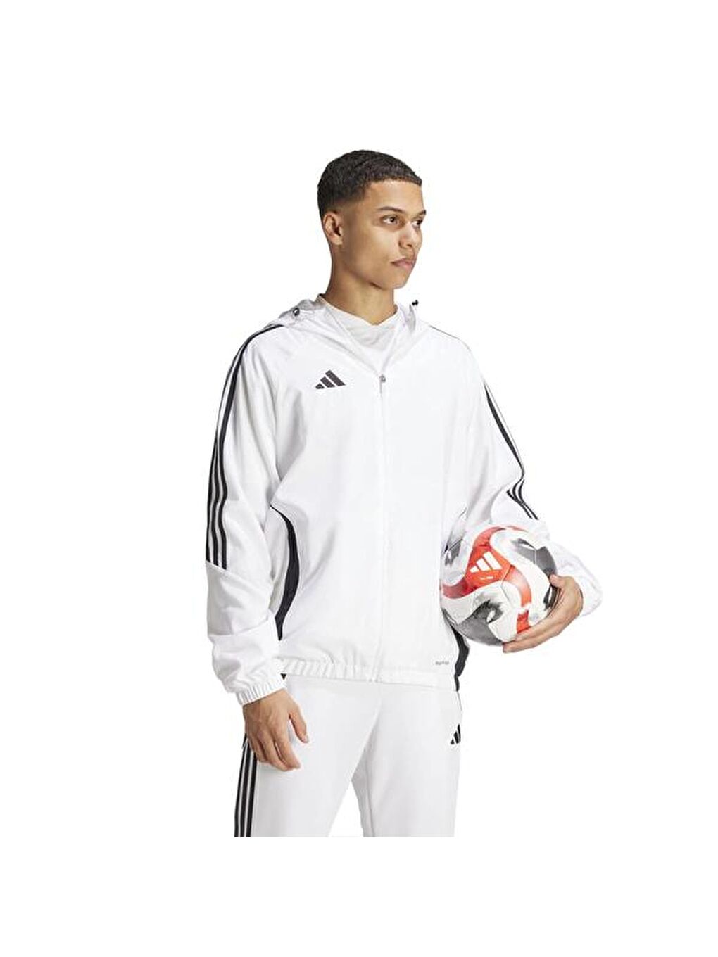 Tiro 24 Windbreaker Erkek Beyaz Kapüşonlu Fermuarlı Sweatshirt-3