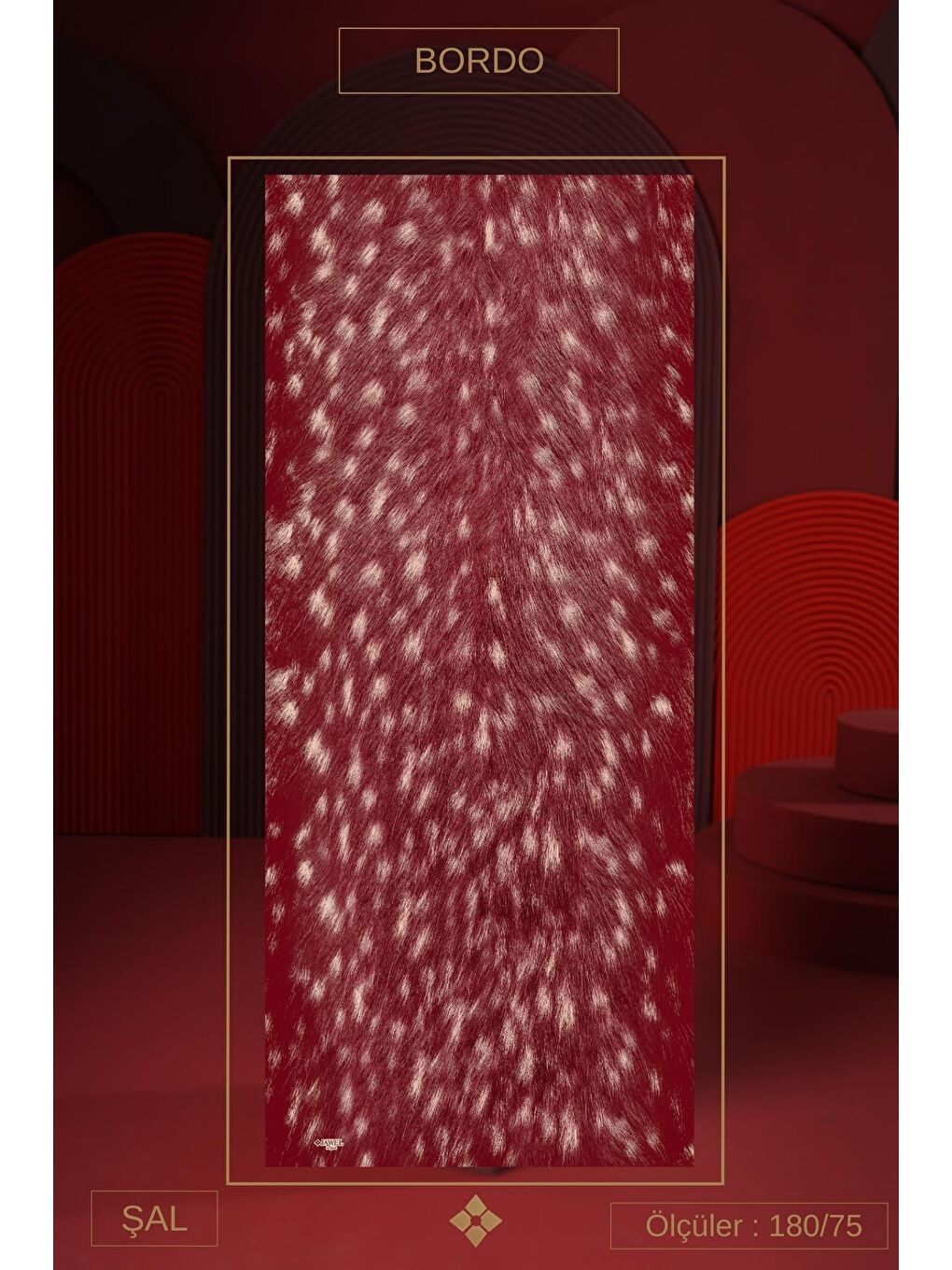 Bordo Kadın Ceylan Desen Soft Şal-2