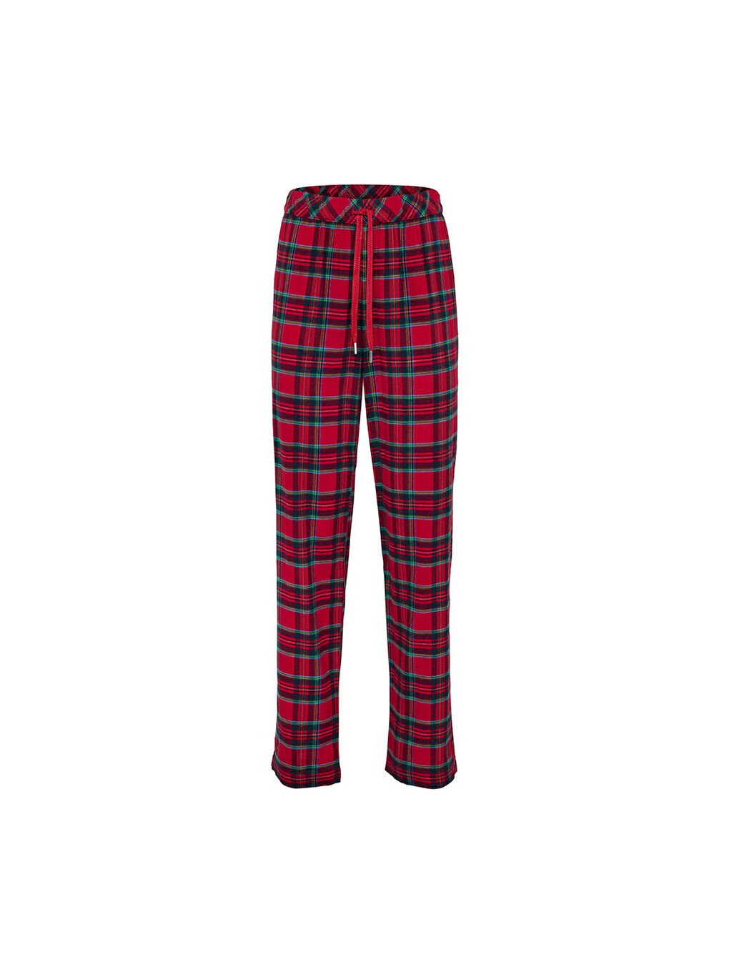 Kadın Rahat Flanel Pantolon, Kırmızı-2