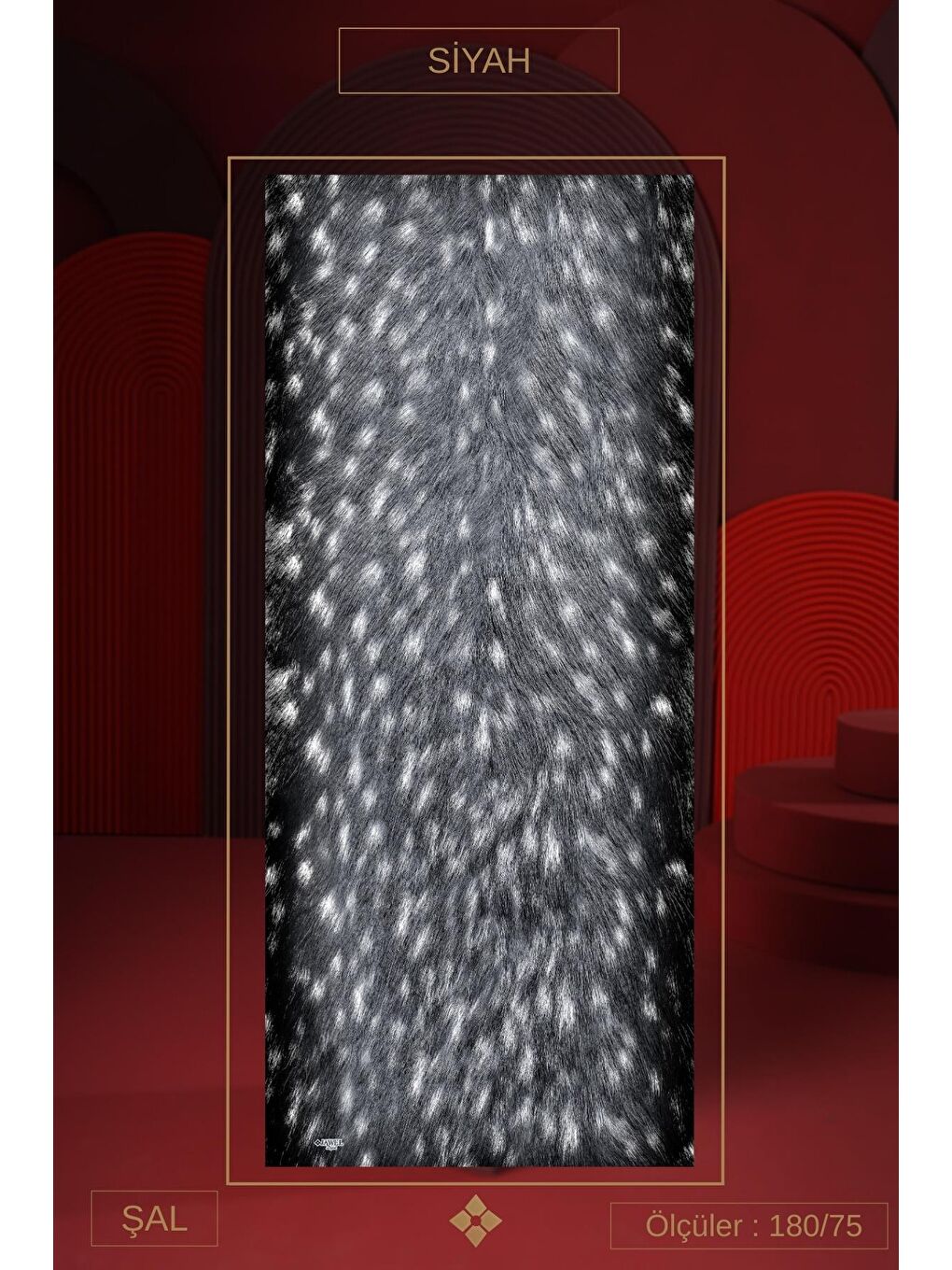 Siyah Kadın Ceylan Desen Soft Şal-2