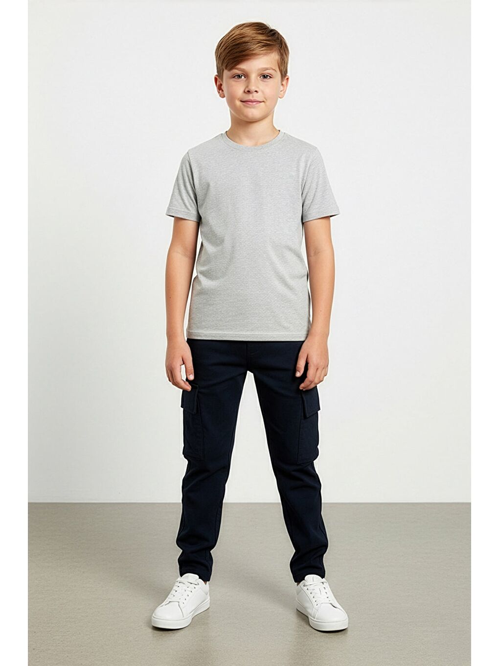 Siyah Paraşüt Kumaş Kargo Cepli Erkek Çocuk Pantolon