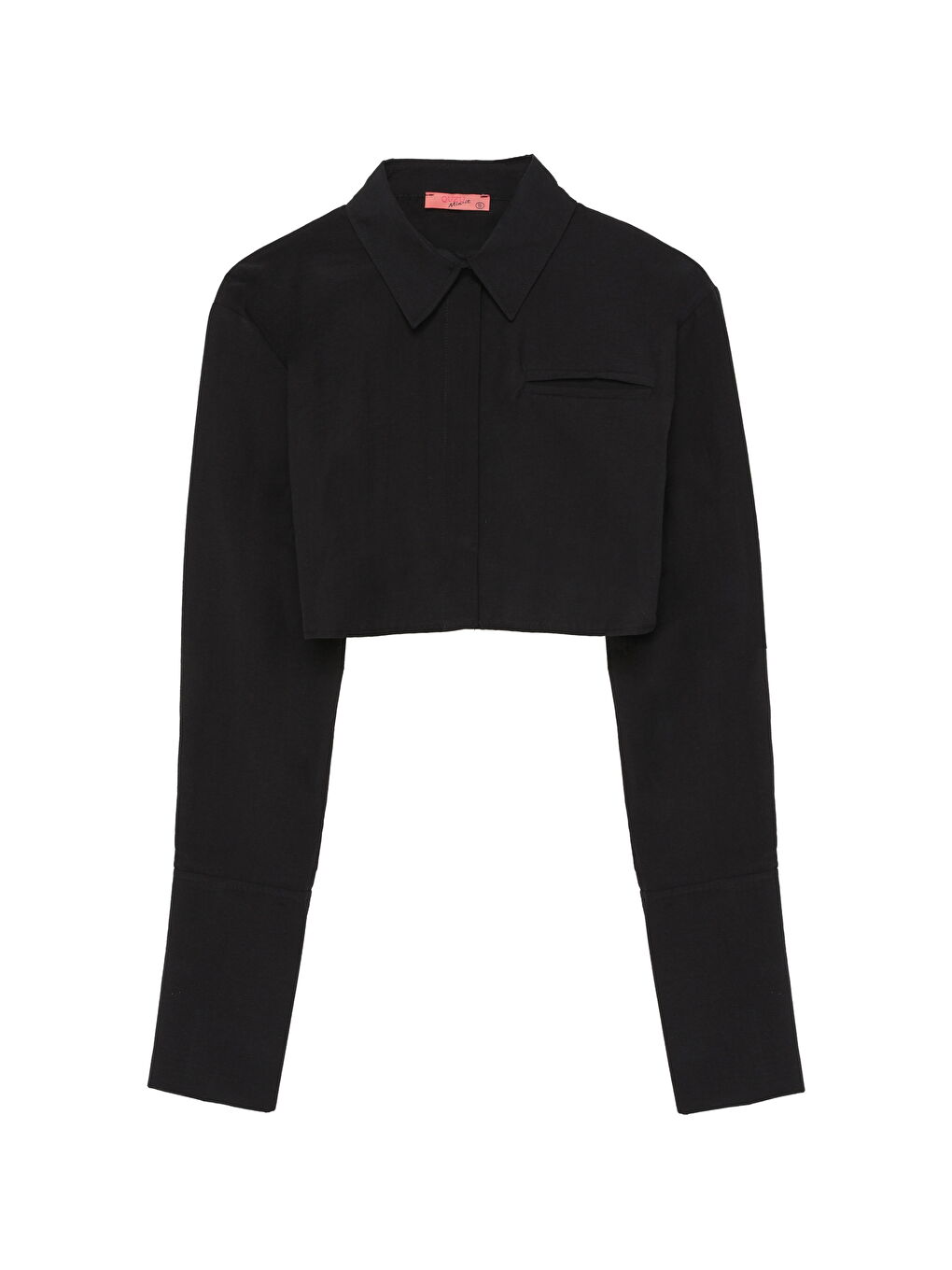 Sırtı Dekolte Kemerli Crop Gömlek Siyah-1