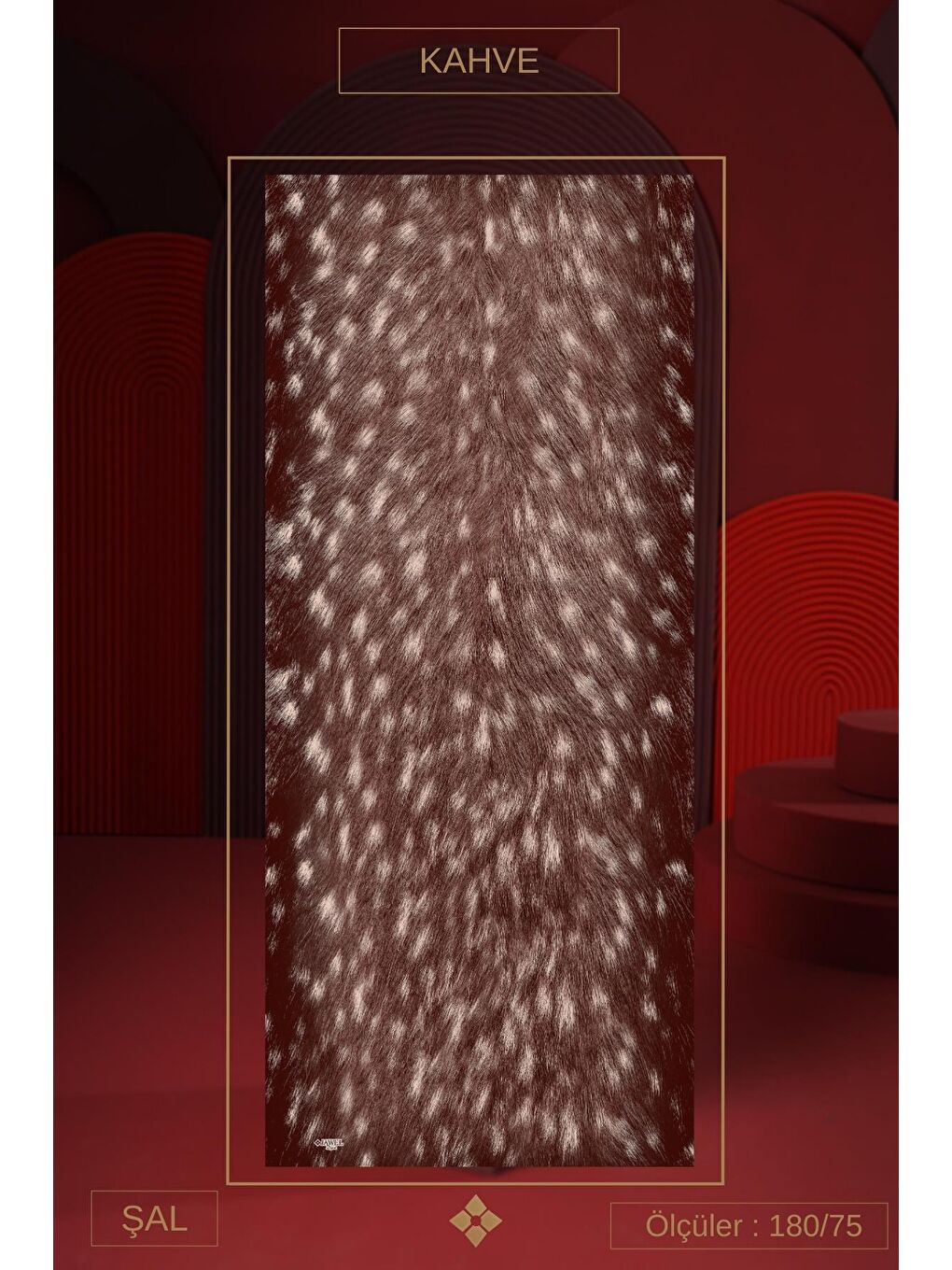 Kahverengi Kadın Ceylan Desen Soft Şal-2