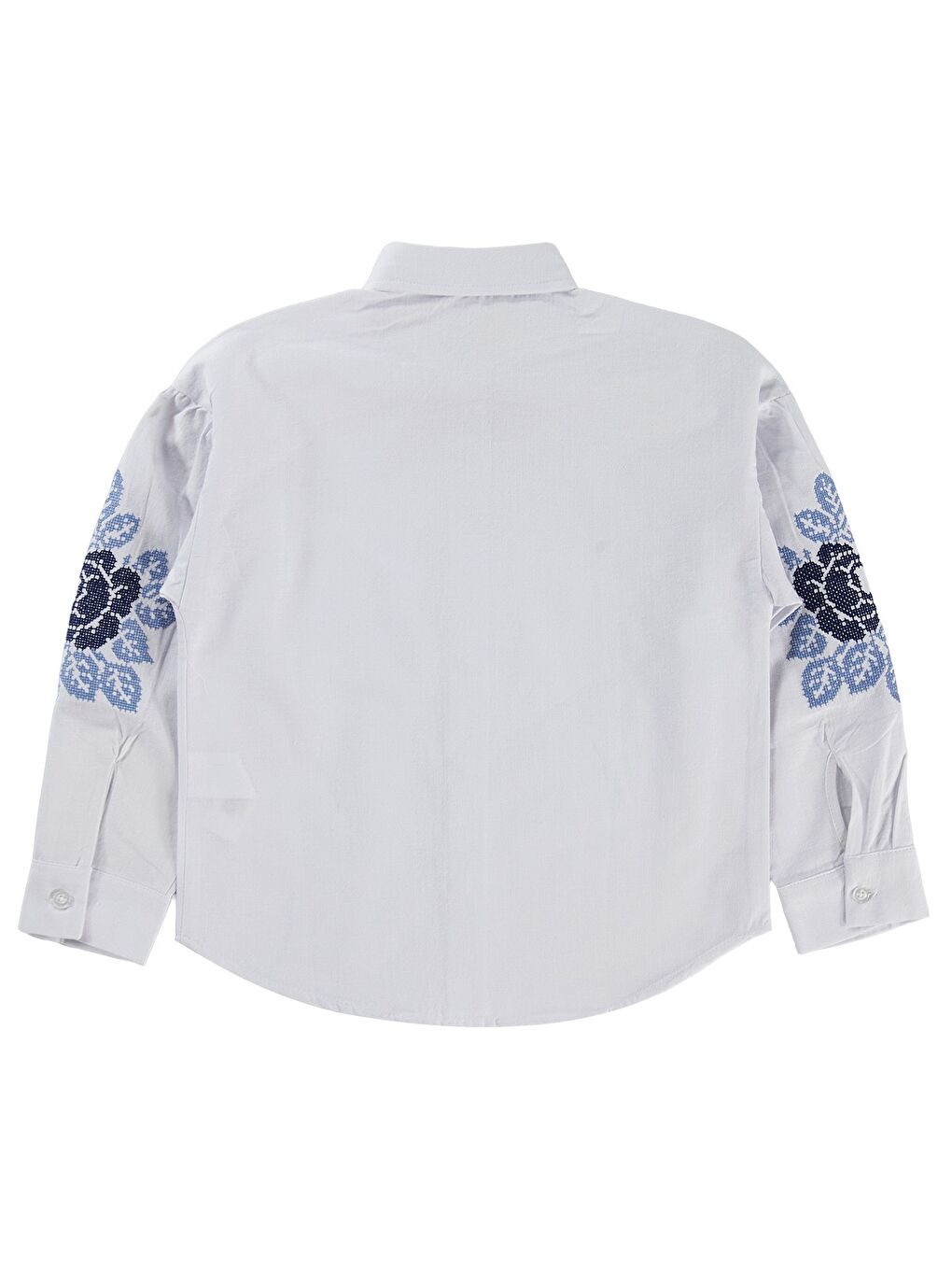 Girls Kanaviçe Nakış 10-13 Yaş Gömlek - Beyaz-1