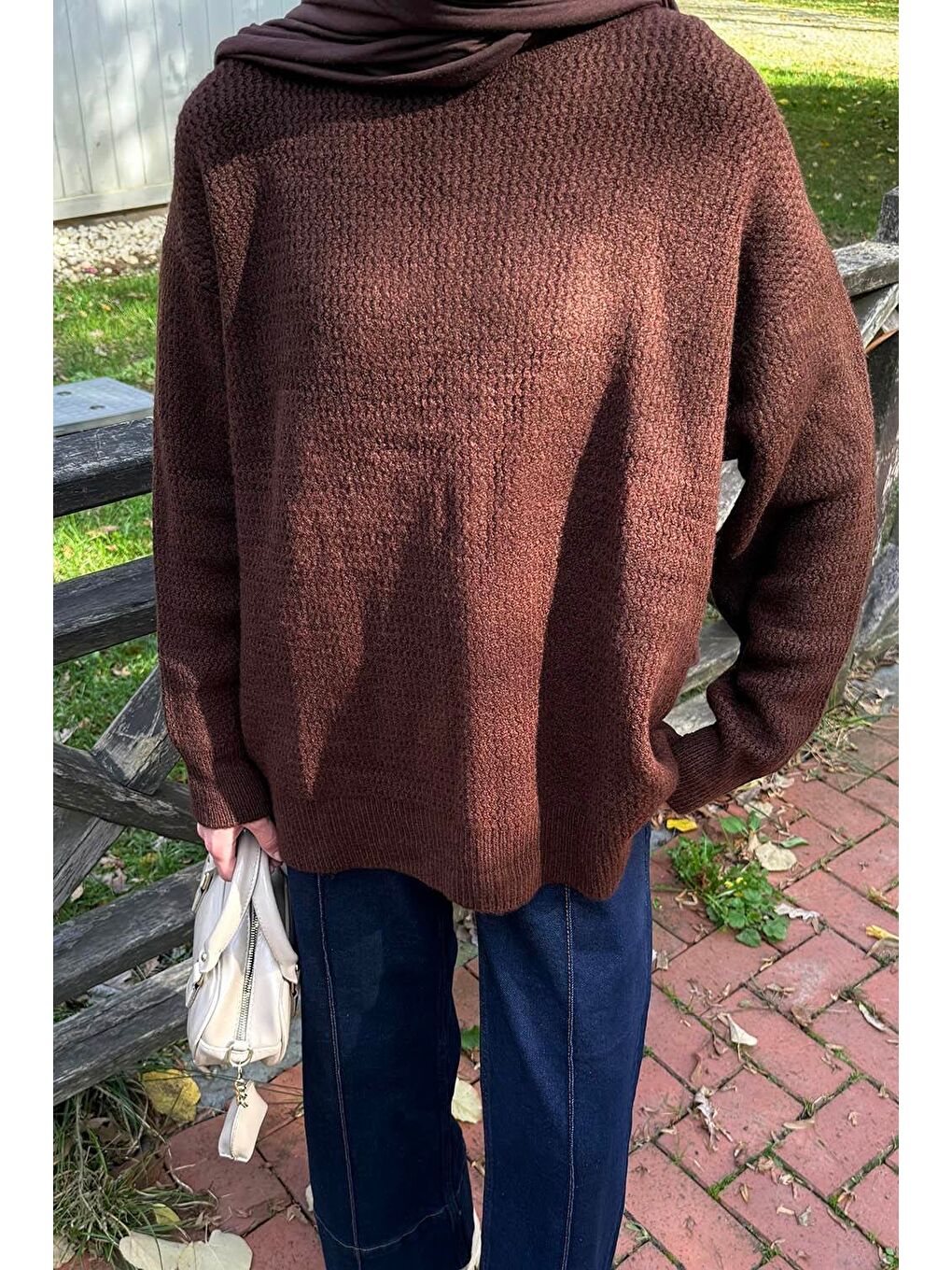 İnce Örgülü Kazak Acı Kahverengi-2