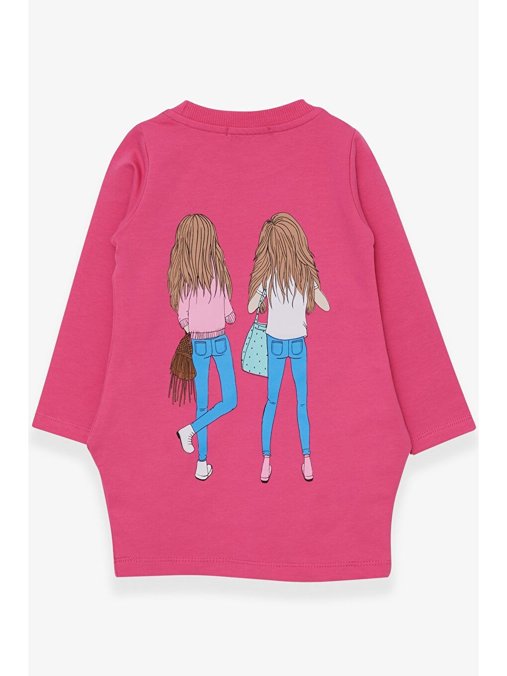 Kız Çocuk Tunik Baskılı Cepli Pembe (3 Yaş)-1
