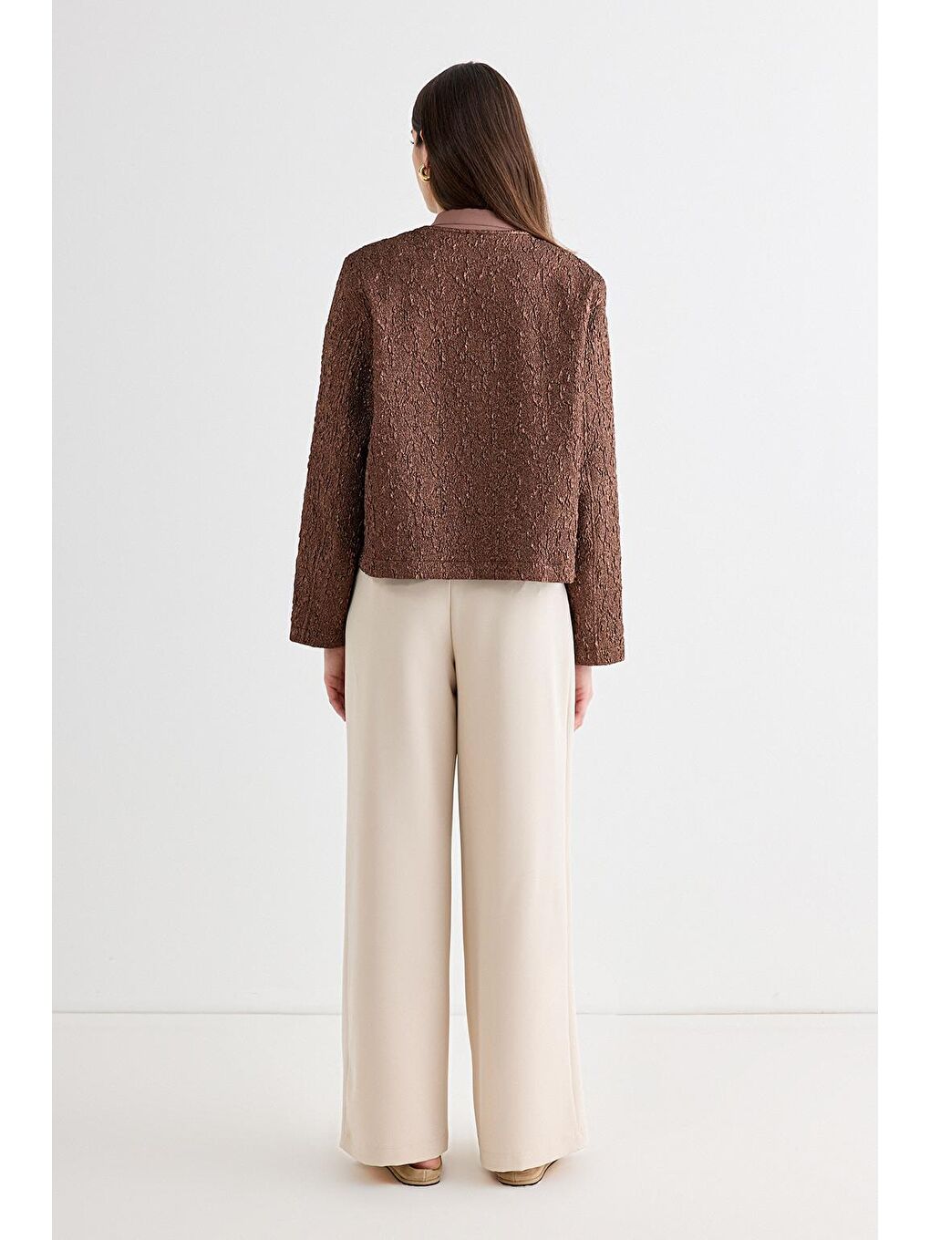 Kahverengi Mia Jakar Midi Ceket Mocha-5