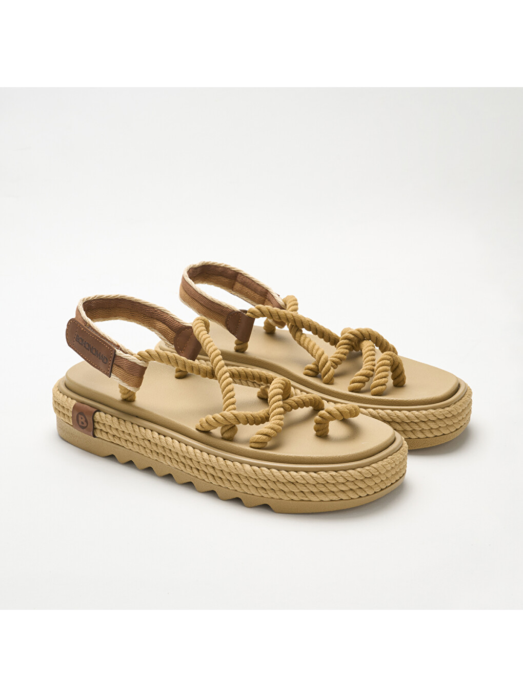 Ibz.0012.m.p Ibiza Mid Platform Kadın Halat Sandalet Bej-1