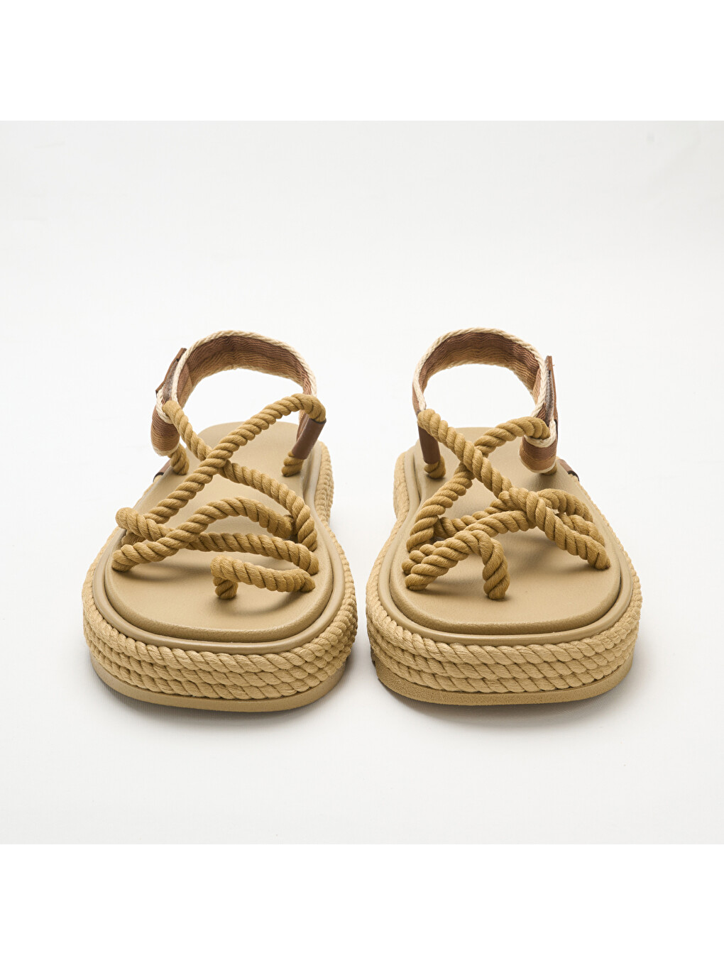 Ibz.0012.m.p Ibiza Mid Platform Kadın Halat Sandalet Bej-2