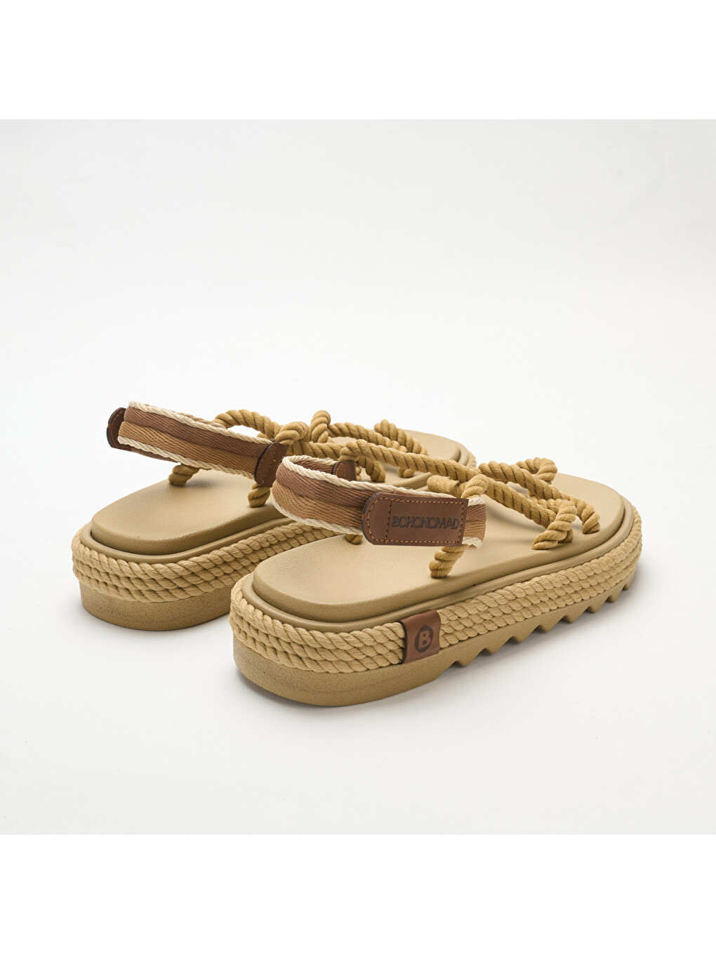 Ibz.0012.m.p Ibiza Mid Platform Kadın Halat Sandalet Bej-3