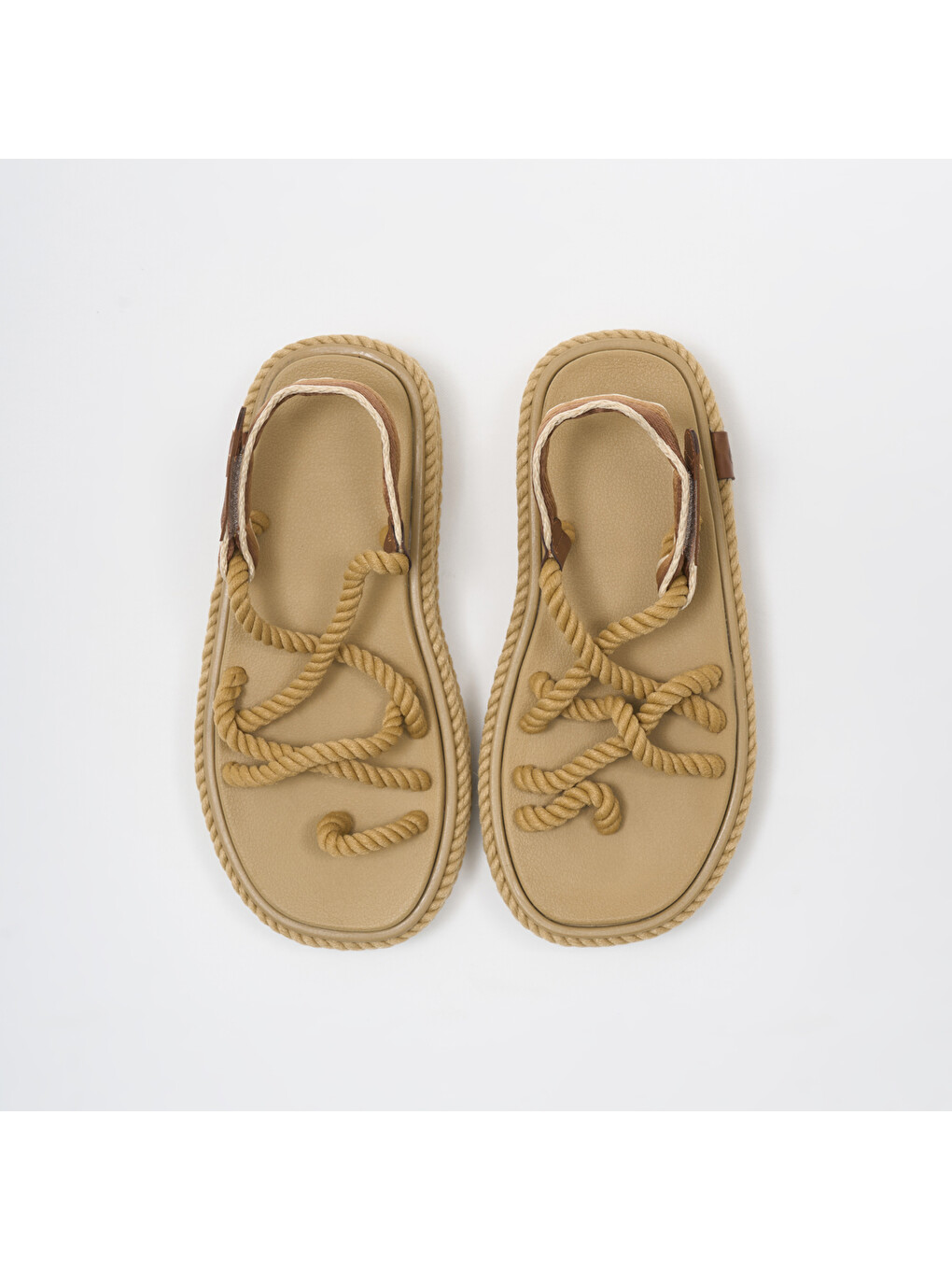 Ibz.0012.m.p Ibiza Mid Platform Kadın Halat Sandalet Bej-4