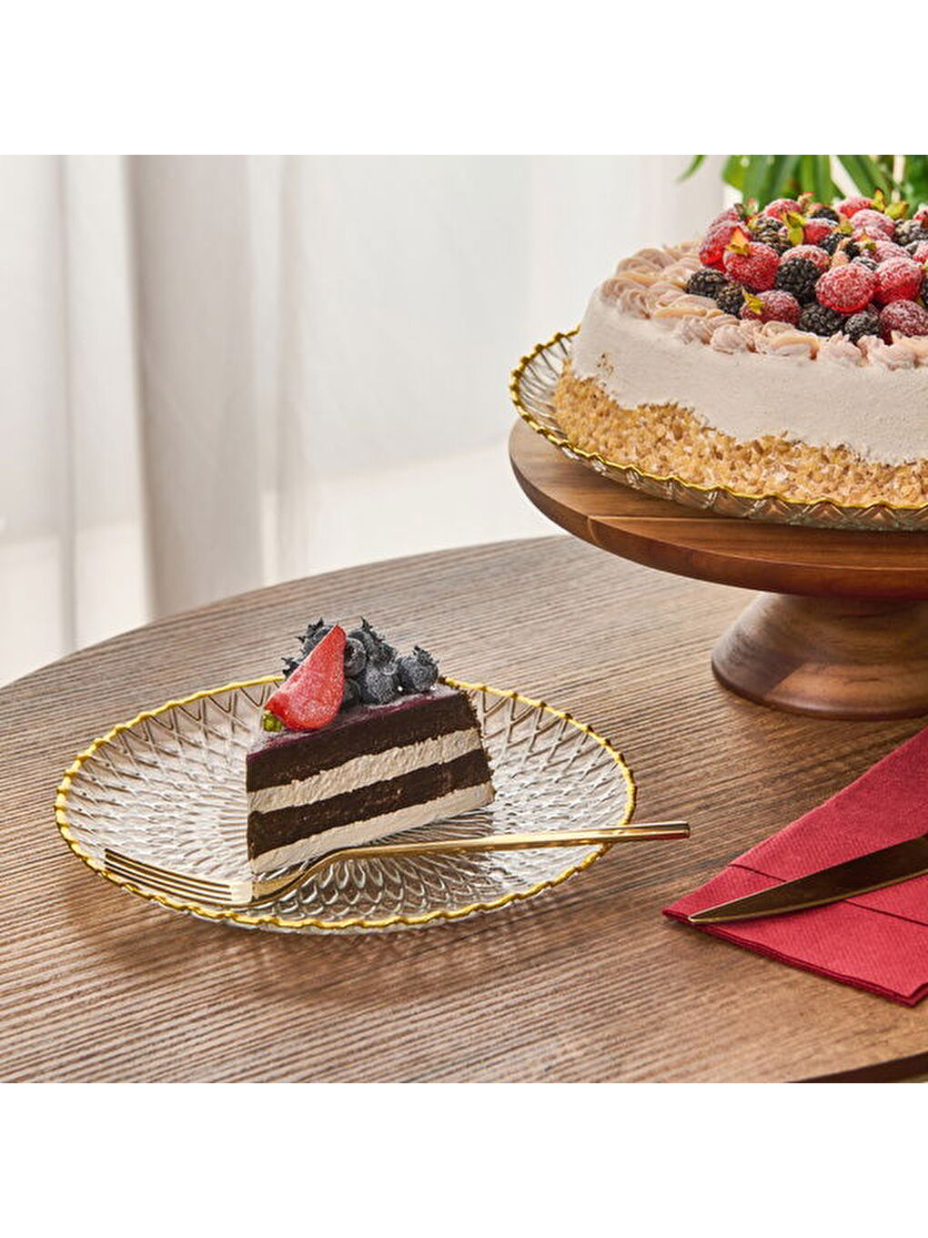 Karışık Kitchen Zelazo 7 Parça Pasta Seti - Şeffaf / Altın-3