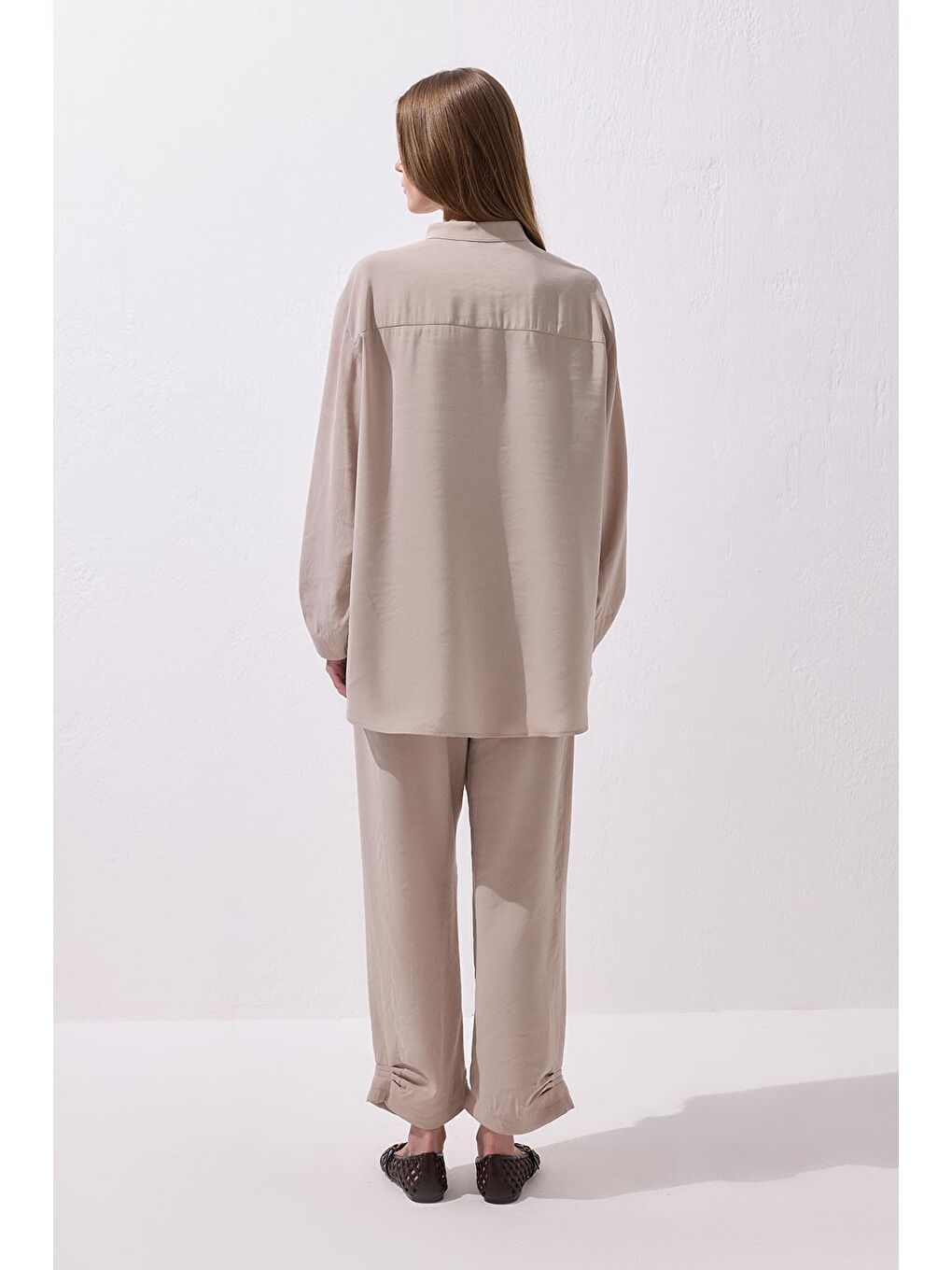 Bej Merly Gömlek Pantolon Takım Taş-5