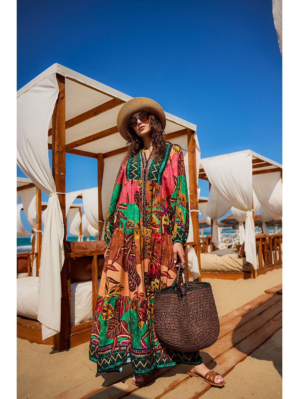 Kadın Geometrik Şölen Elbise Kırmızı-2