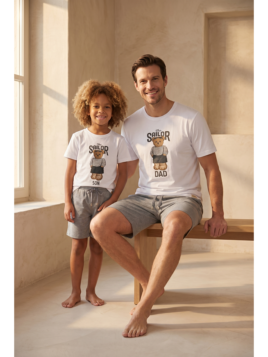 Erkek The Sailor Teddy Baskılı Beyaz Şortlu Takım-3