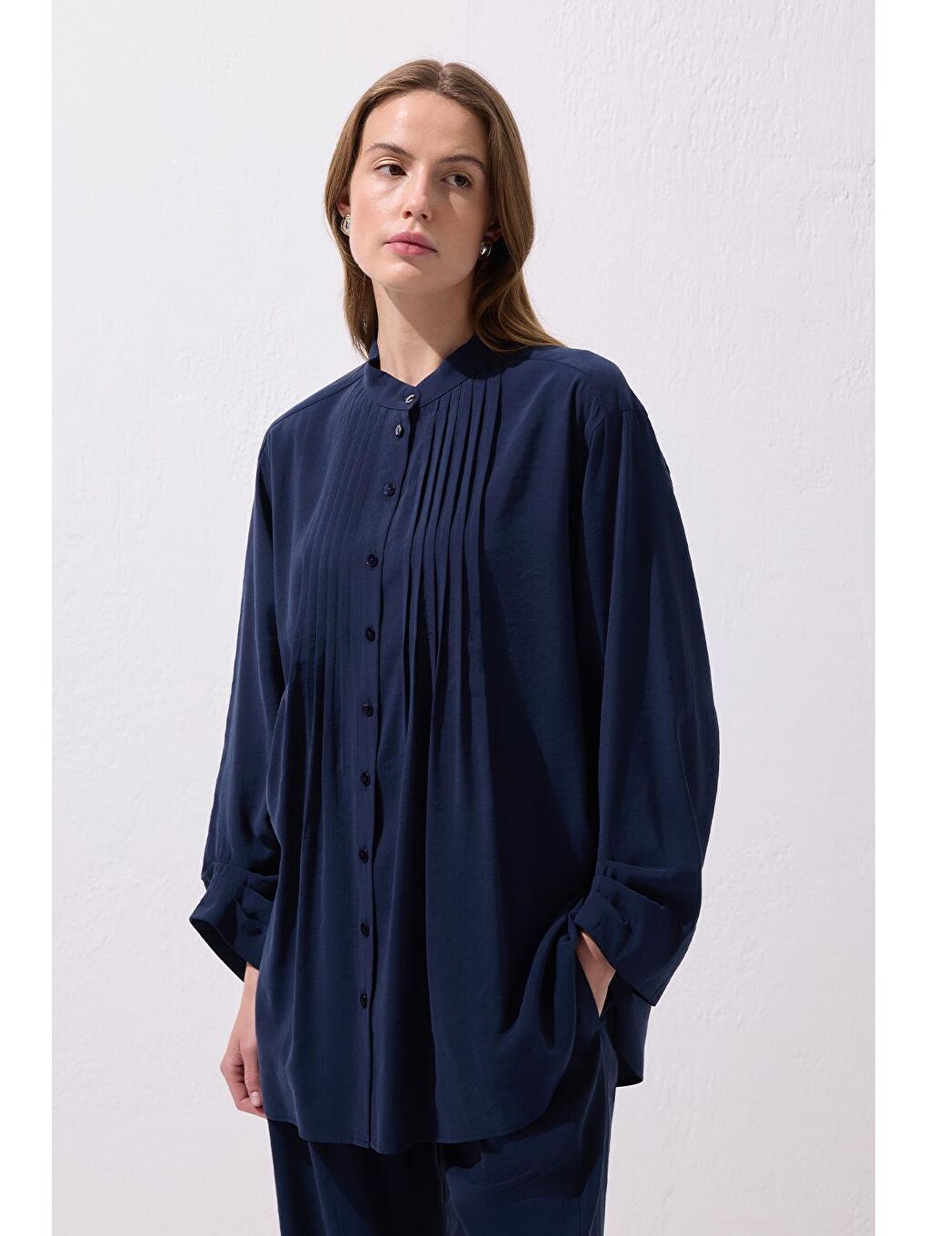 Merly Gömlek Pantolon Takım Lacivert-1