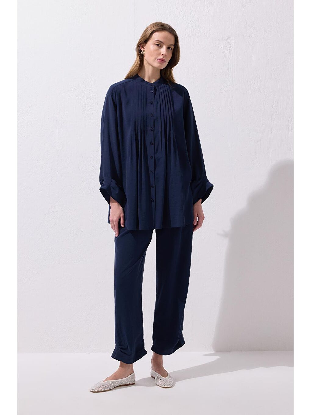 Merly Gömlek Pantolon Takım Lacivert-2