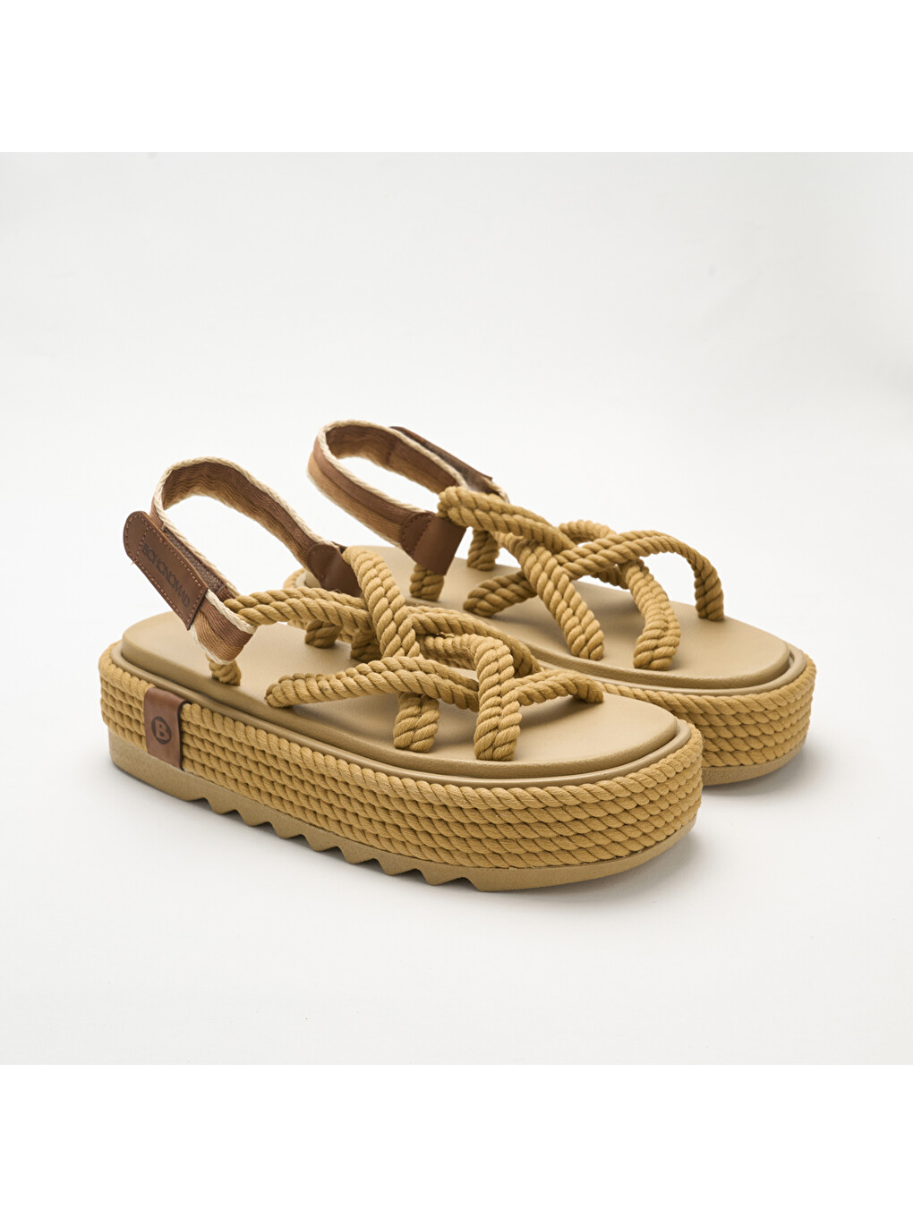 Bod.0012.c.p Bodrum Chunky Kadın Platform Sandalet Bej-1