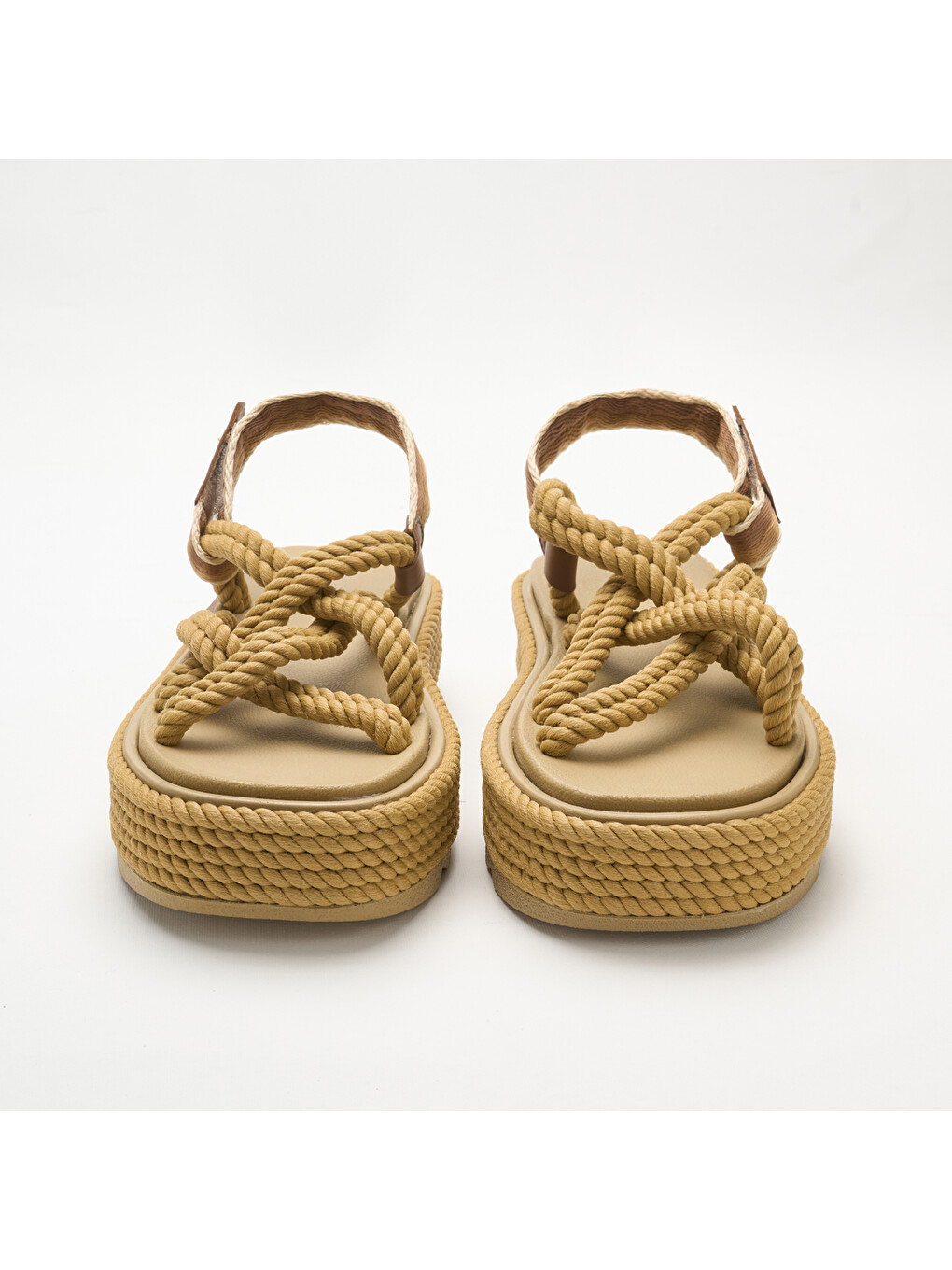 Bod.0012.c.p Bodrum Chunky Kadın Platform Sandalet Bej-2