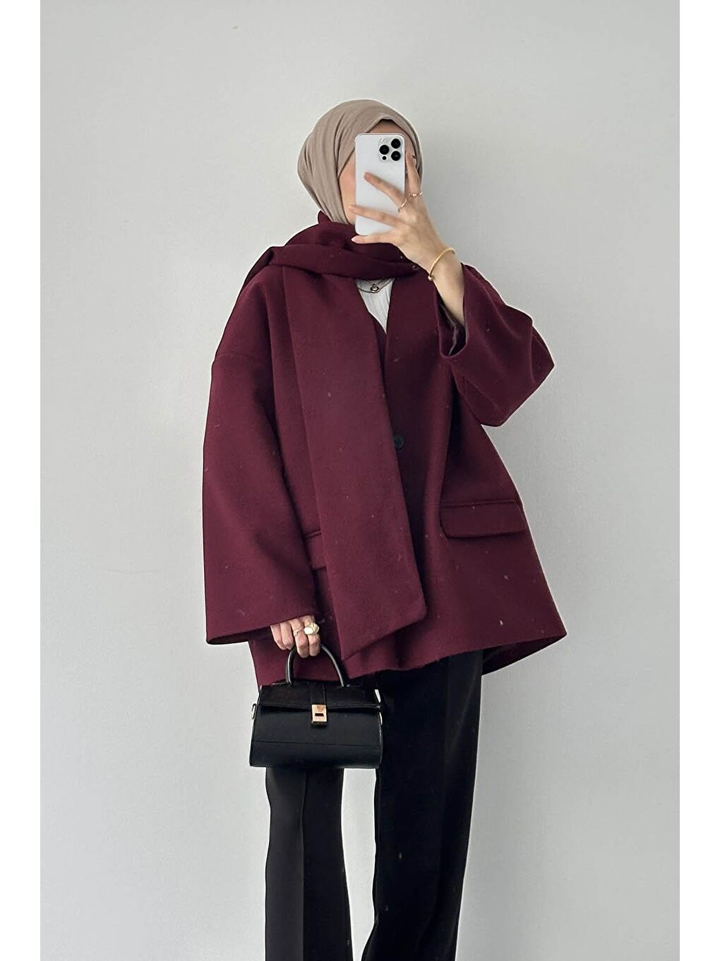 Atkılı Kaşe Kaban Bordo-3