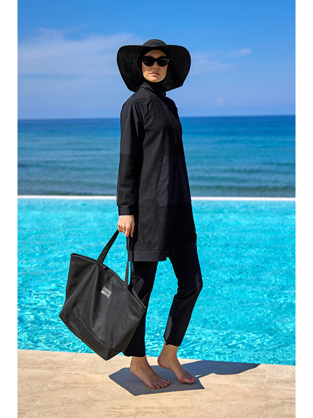 Tam Kapalı Tesettür Mayo M2534-1 Siyah-2