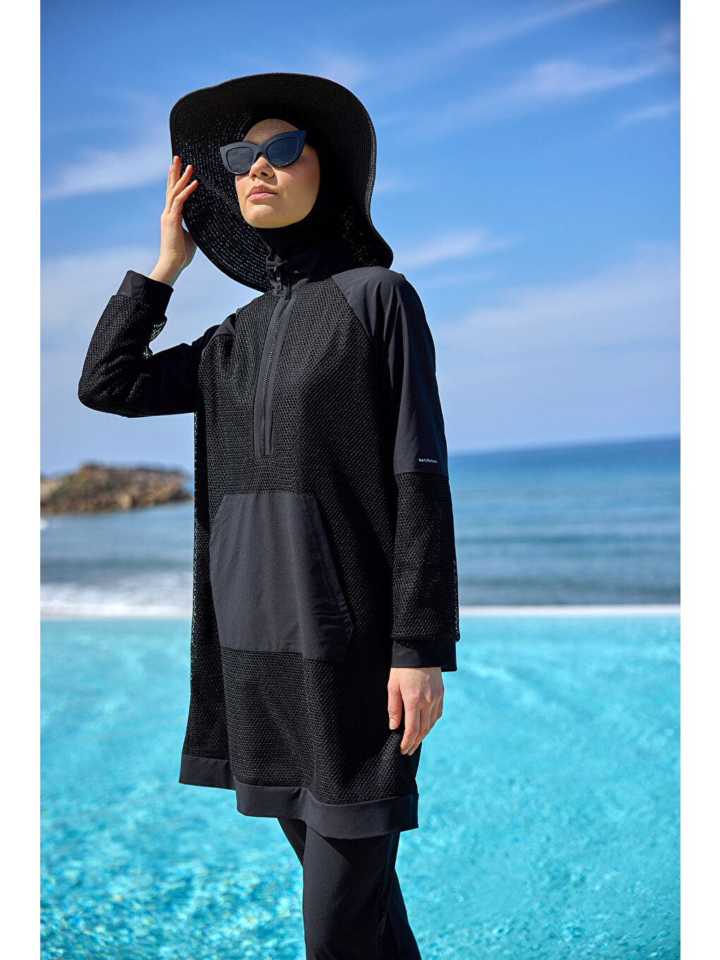 Tam Kapalı Tesettür Mayo M2534-1 Siyah-3