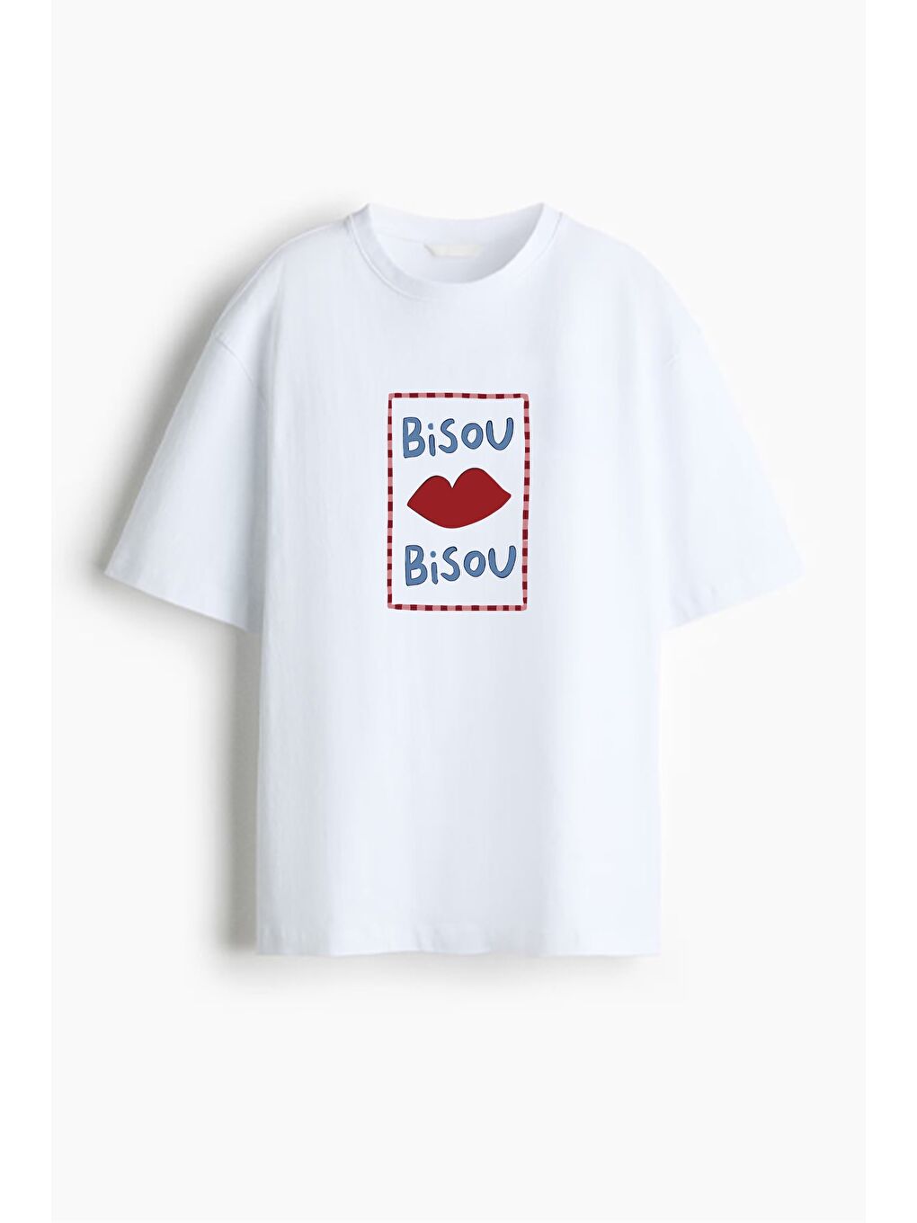 Ekru Kadın Premium Kumaş Baskılı Pamuklu Oversize T-Shirt-1