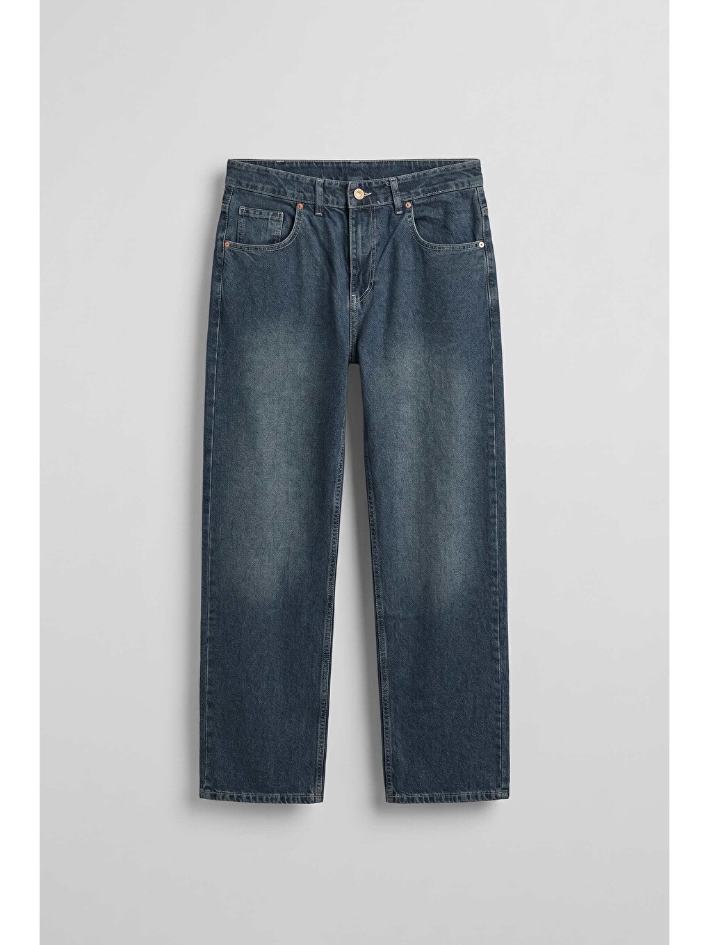 Erkek Baggy Yıkamalı Jean Pantolon Lacivert