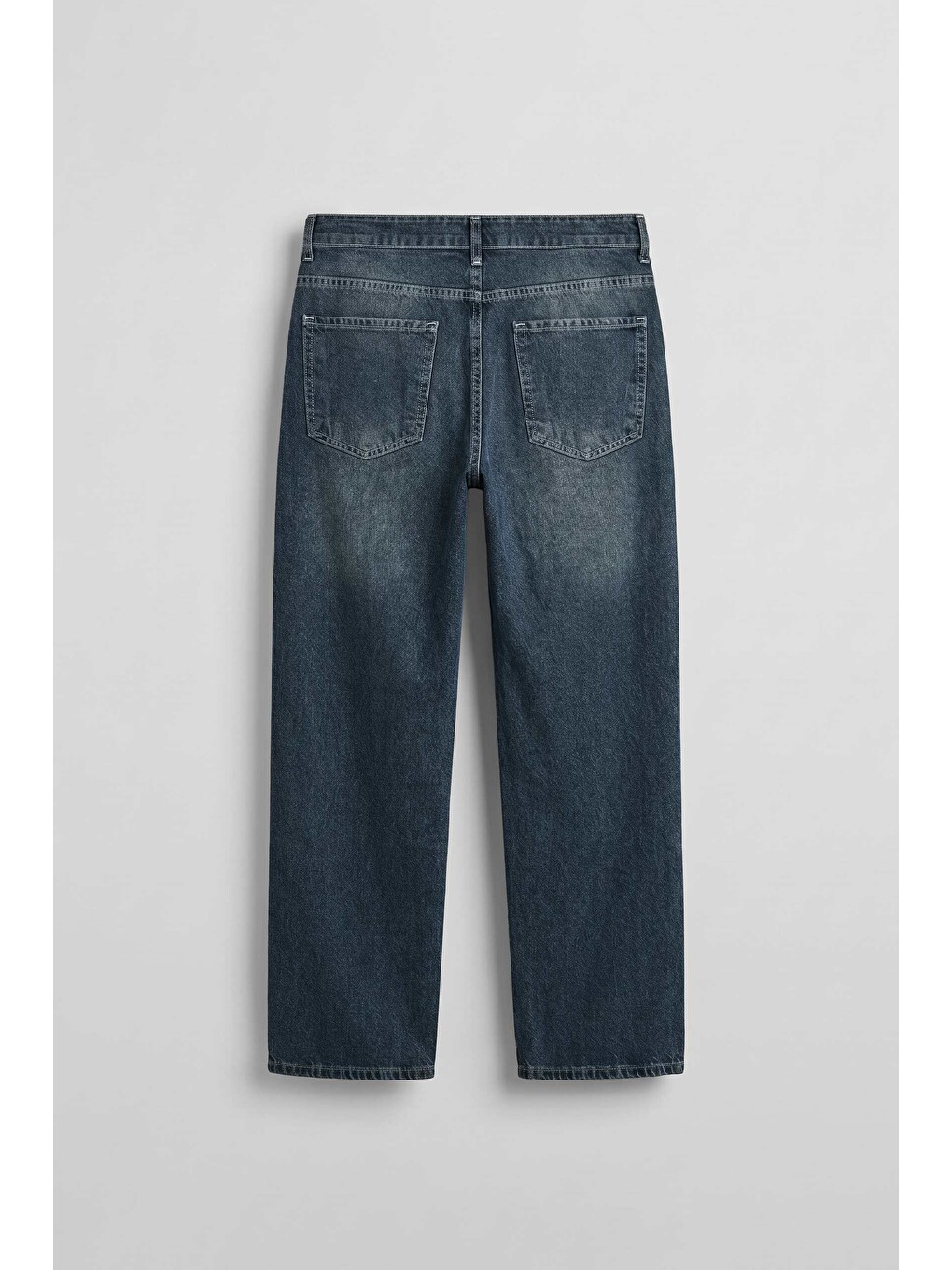 Erkek Baggy Yıkamalı Jean Pantolon Lacivert-1