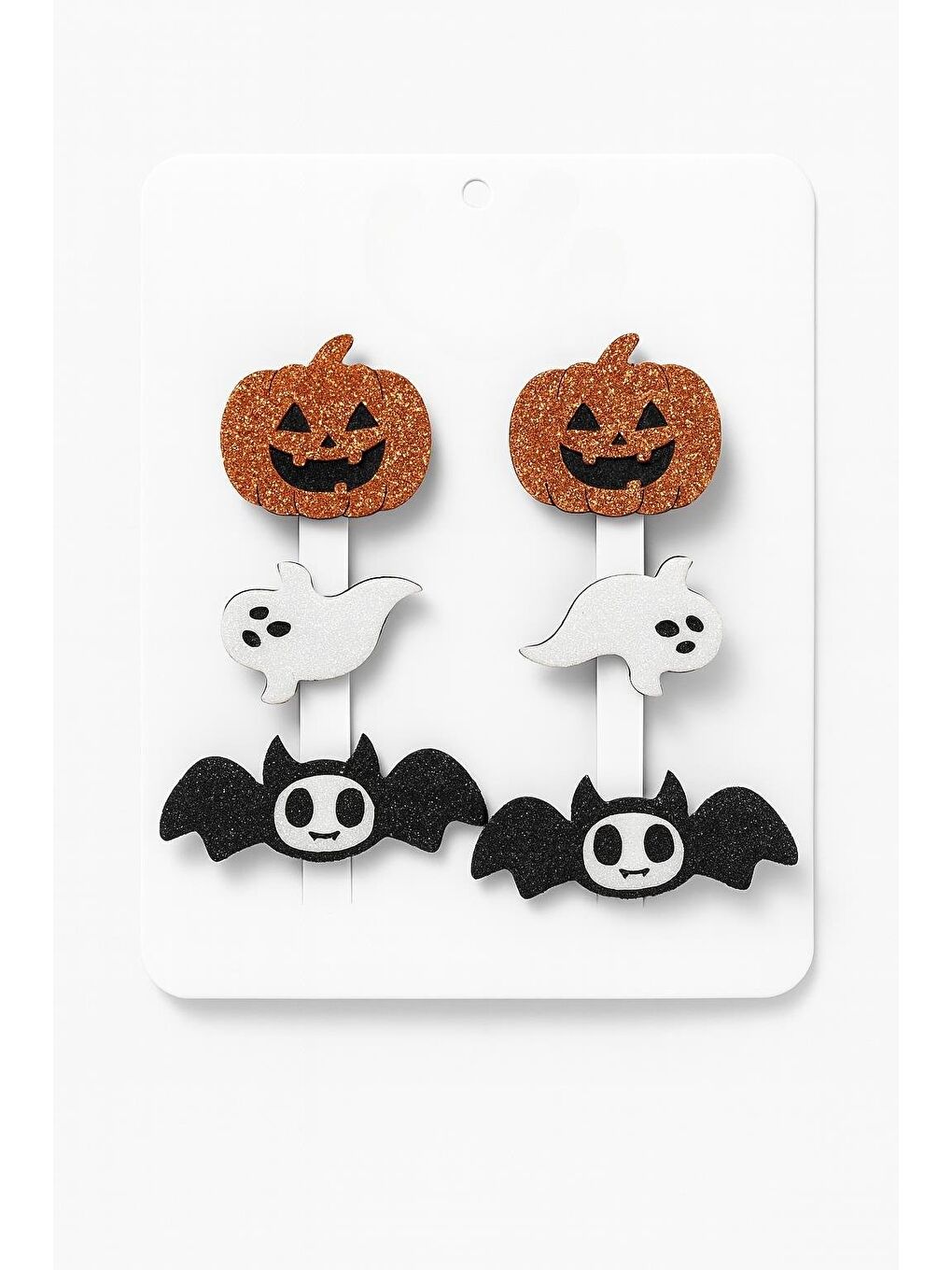 Karışık Temalı Parlak Süs Seti – Kabak, Hayalet Ve Yarasa Figürlü 6'Lı Dekoratif Pamuklu Aksesuar-1