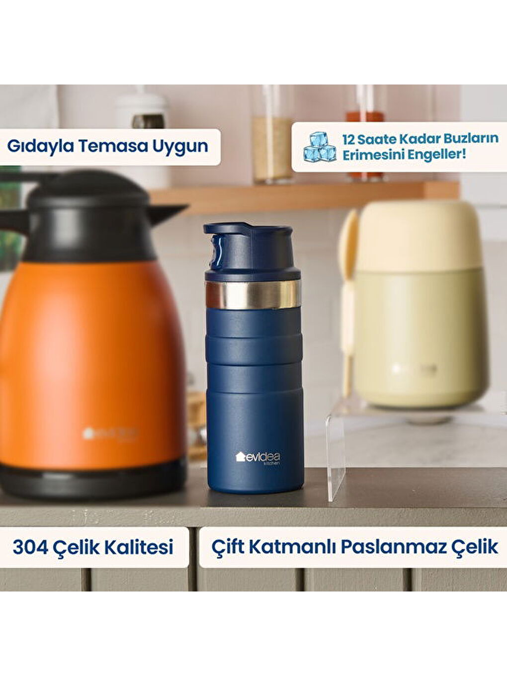 Kitchen Bireysel Termos - Lacivert - 600 ml-1