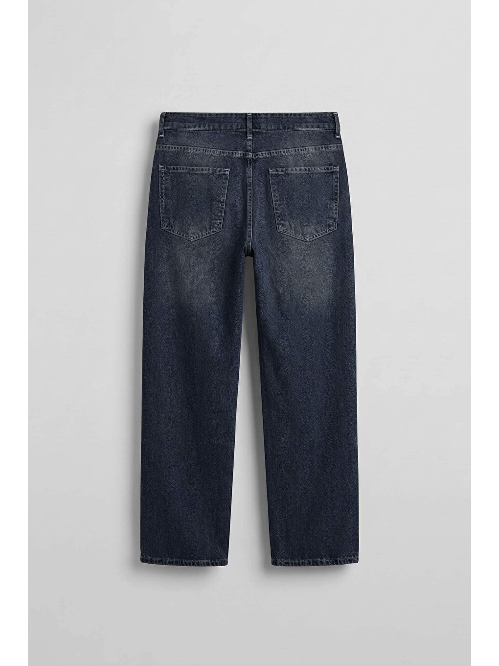 Erkek Baggy Yıkamalı Jean Pantolon Lacivert-1