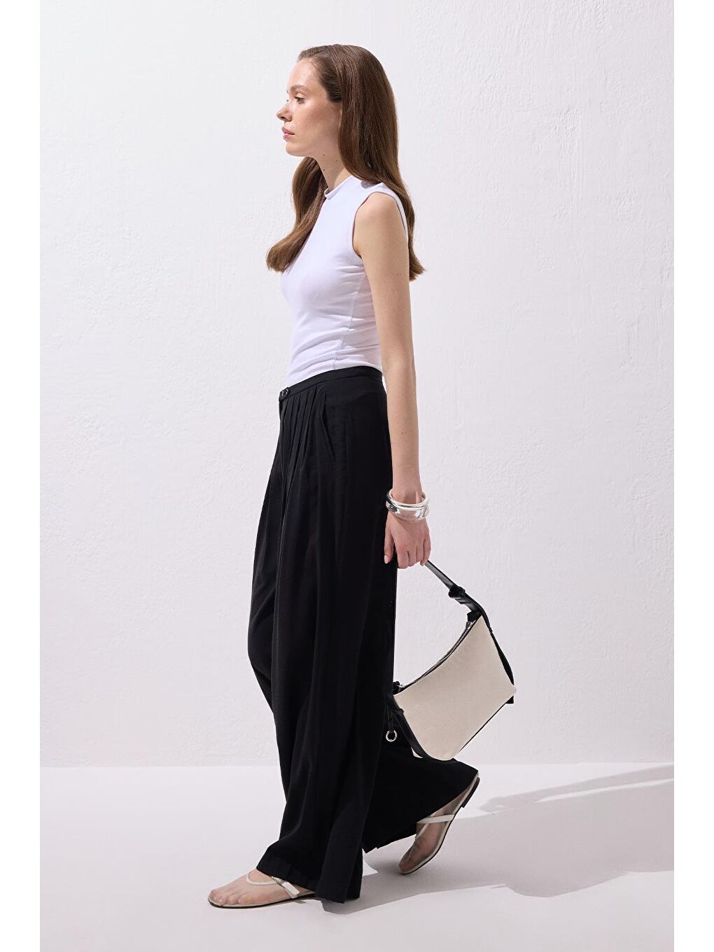 Modal Ekstra Bol Paça Pantolon Siyah-2