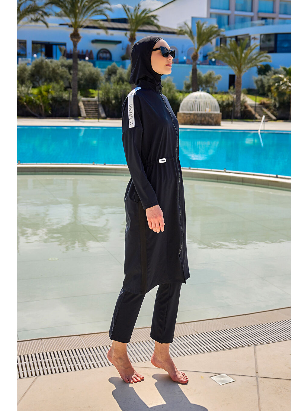 Tam Kapalı Tesettür Mayo M2507-1 Siyah-4