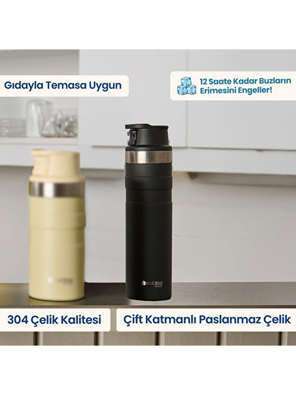 Kitchen Bireysel Termos - Siyah - 600 ml-1