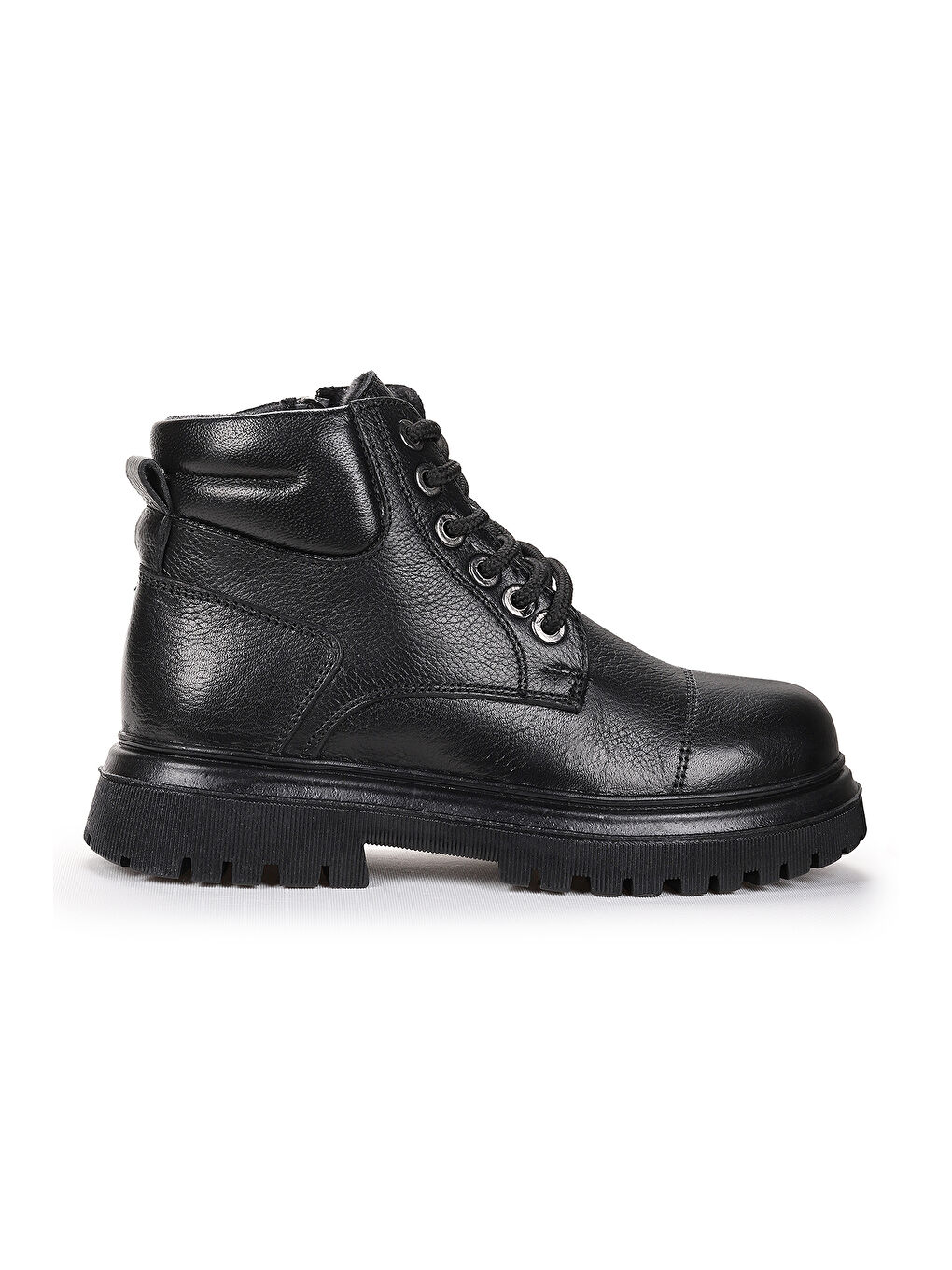 Siyah Seri %100 Deri Fermuarlı Erkek Çocuk Bot Ayakkabı-2